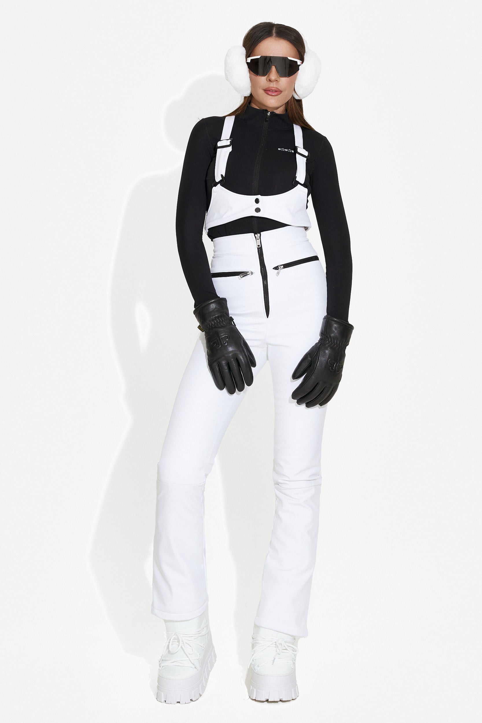 Pantaloni ski dama albi Glop Bogas