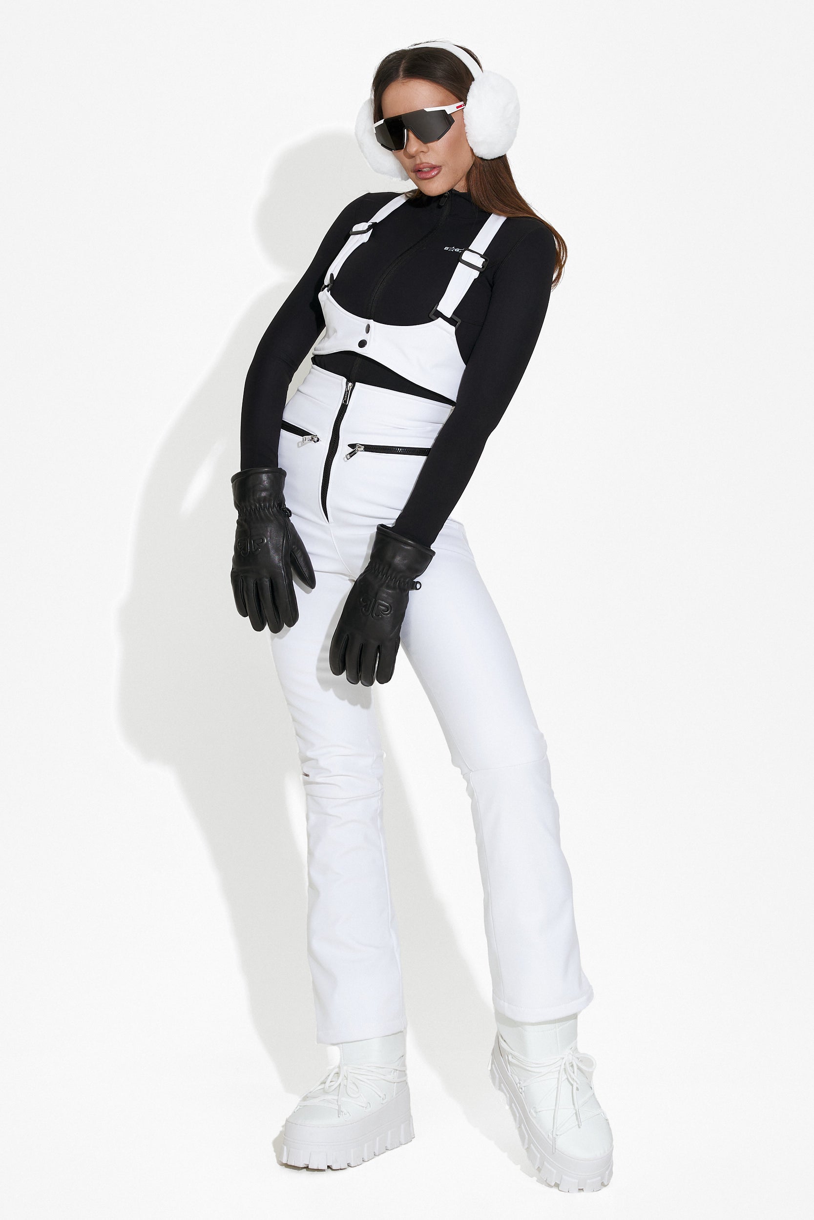 Pantaloni ski dama albi Glop Bogas