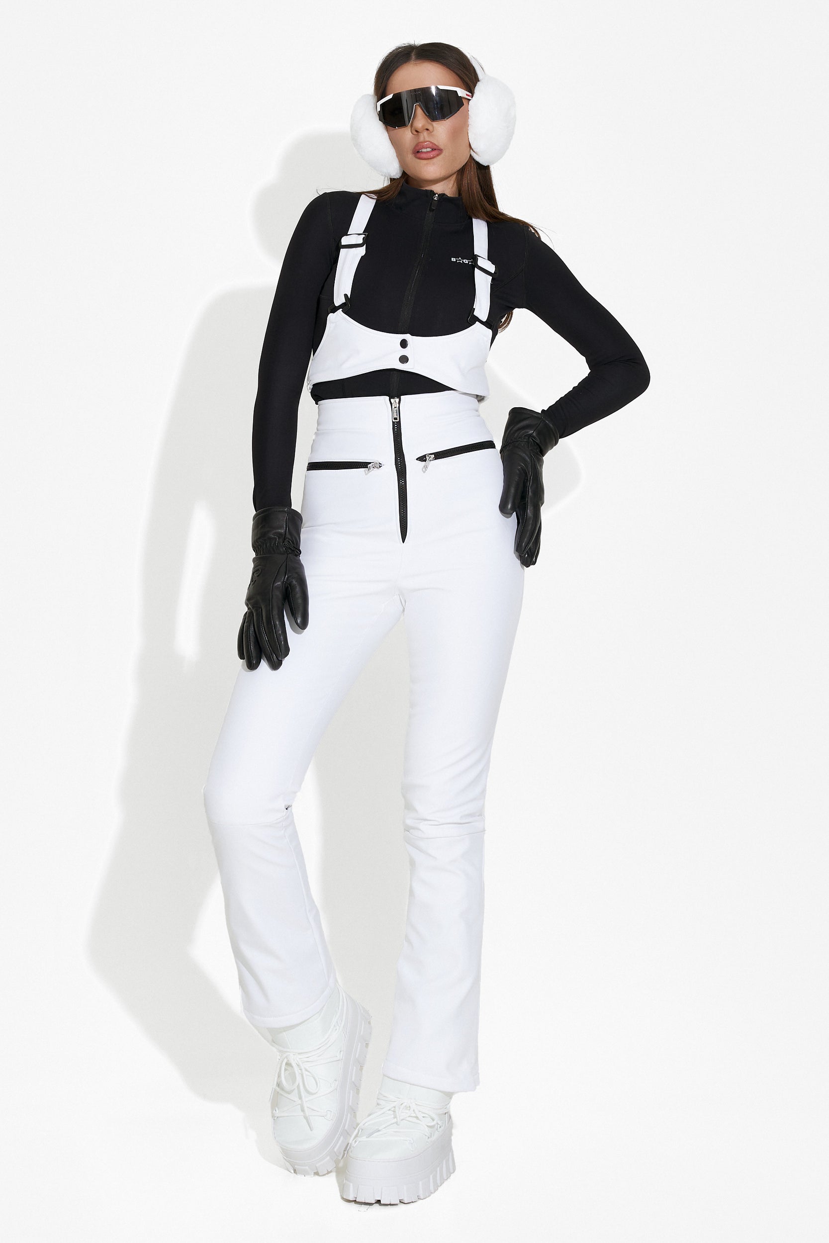 Pantaloni ski dama albi Glop Bogas