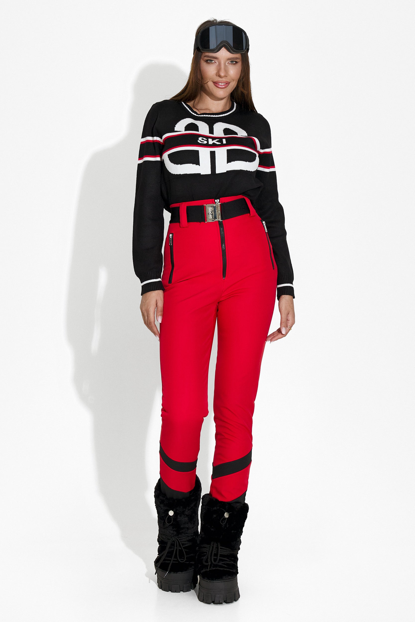 Pantaloni ski dama rosii Lorya Bogas