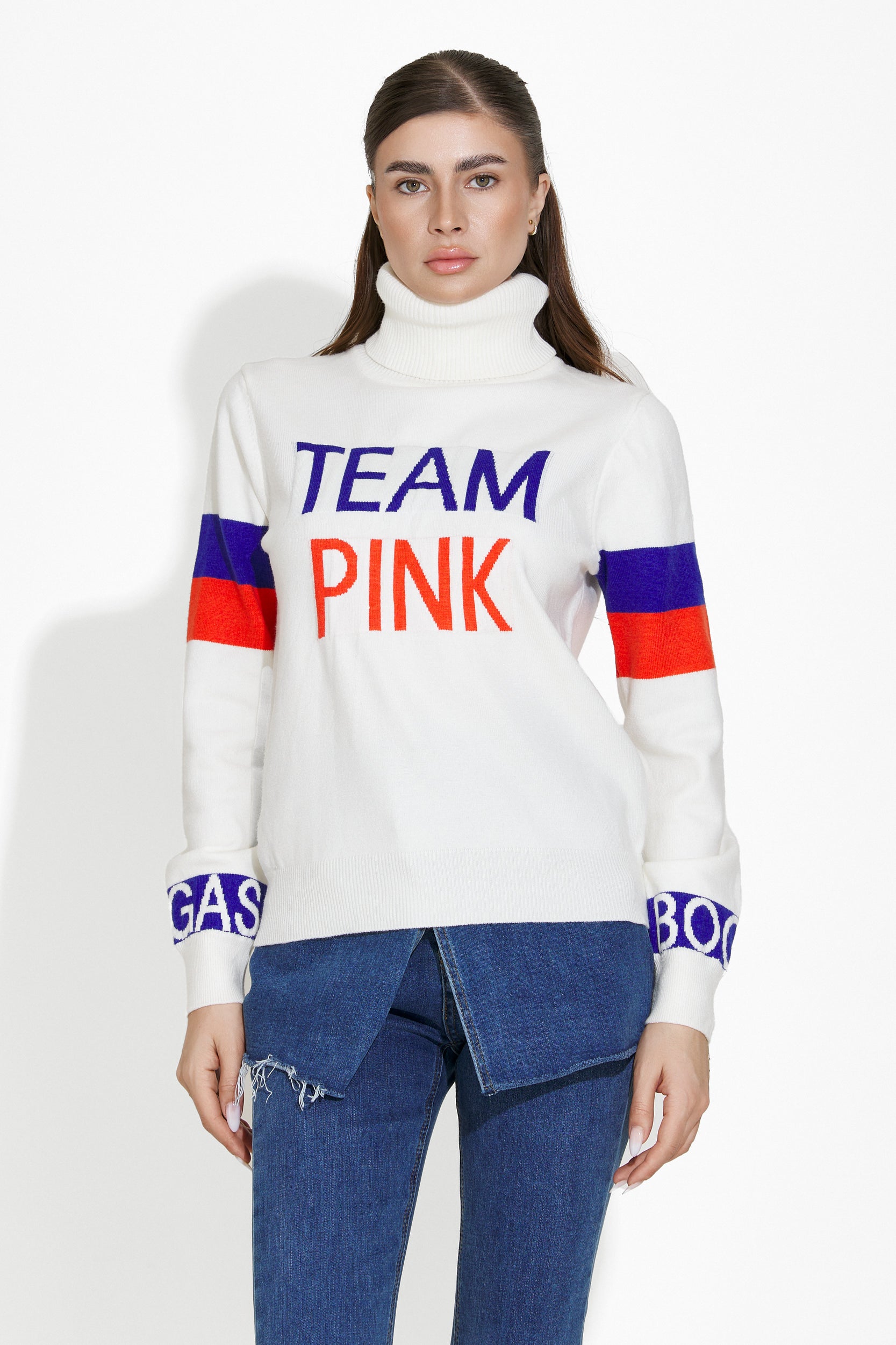 Geana Bogas White Casual Ladies Sweater