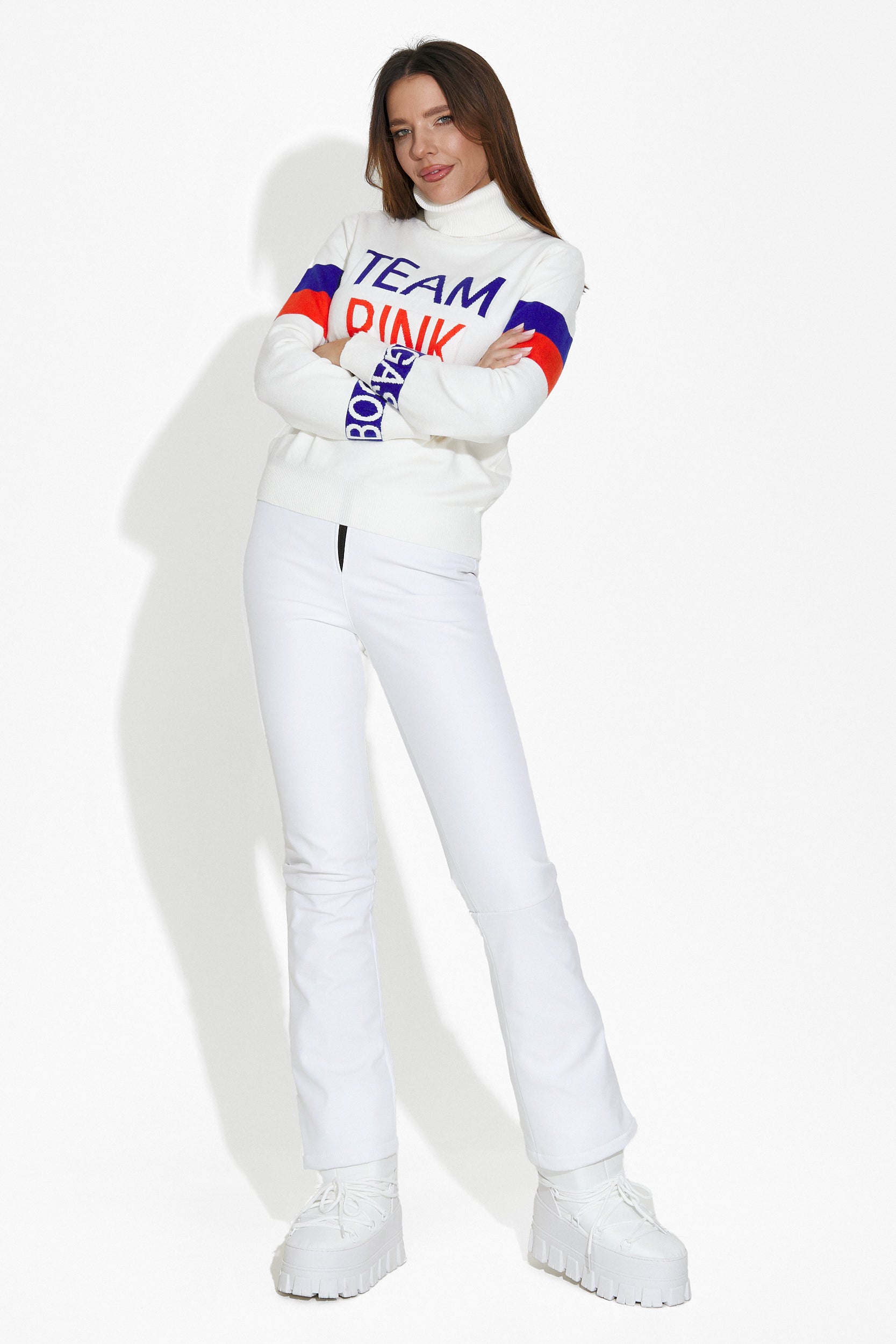 Geana Bogas White Casual Ladies Sweater