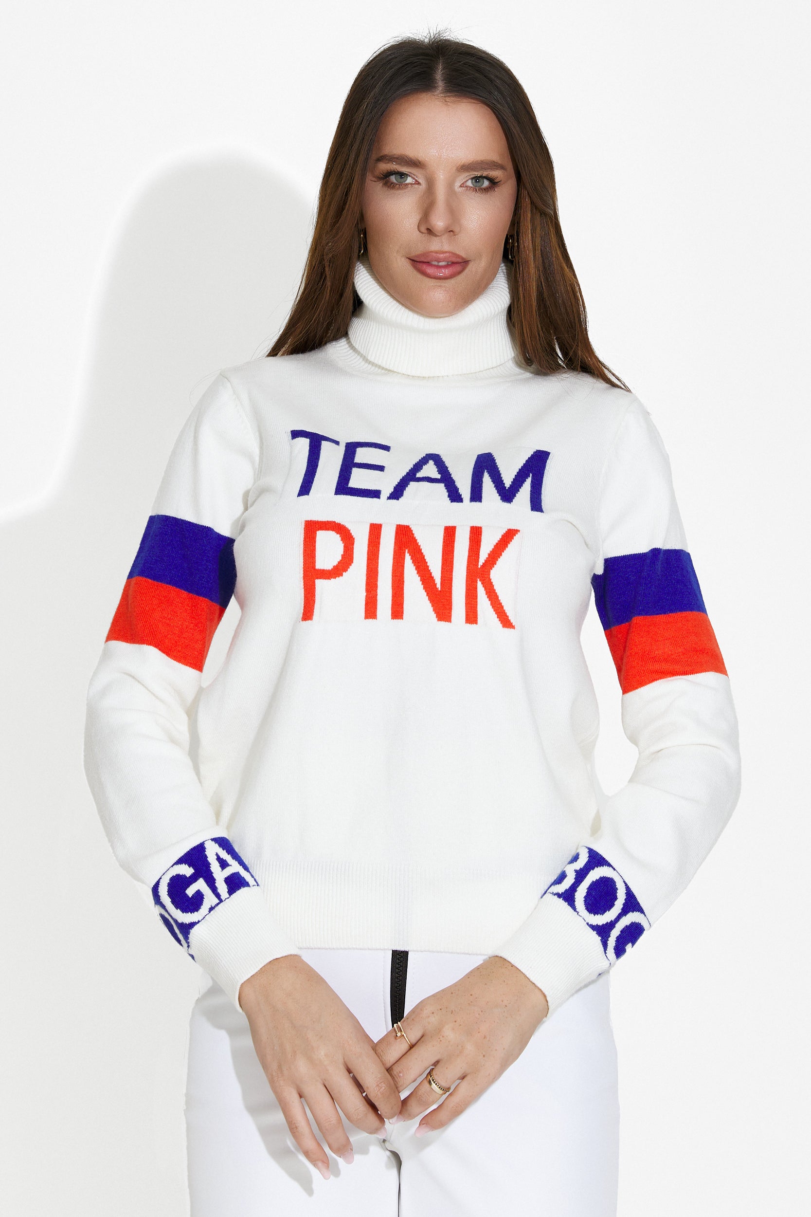 Geana Bogas White Casual Ladies Sweater