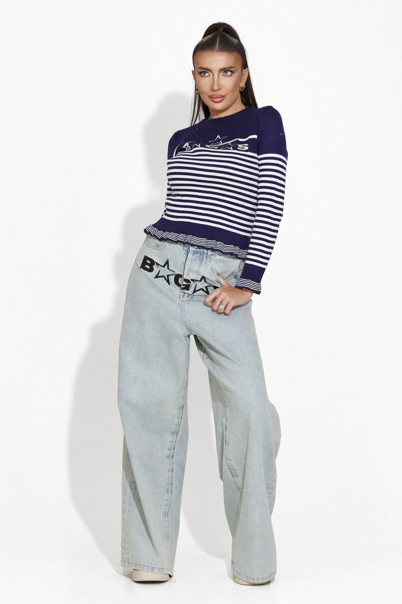 Suelen Bogas Casual Navy Blue Ladies Sweater