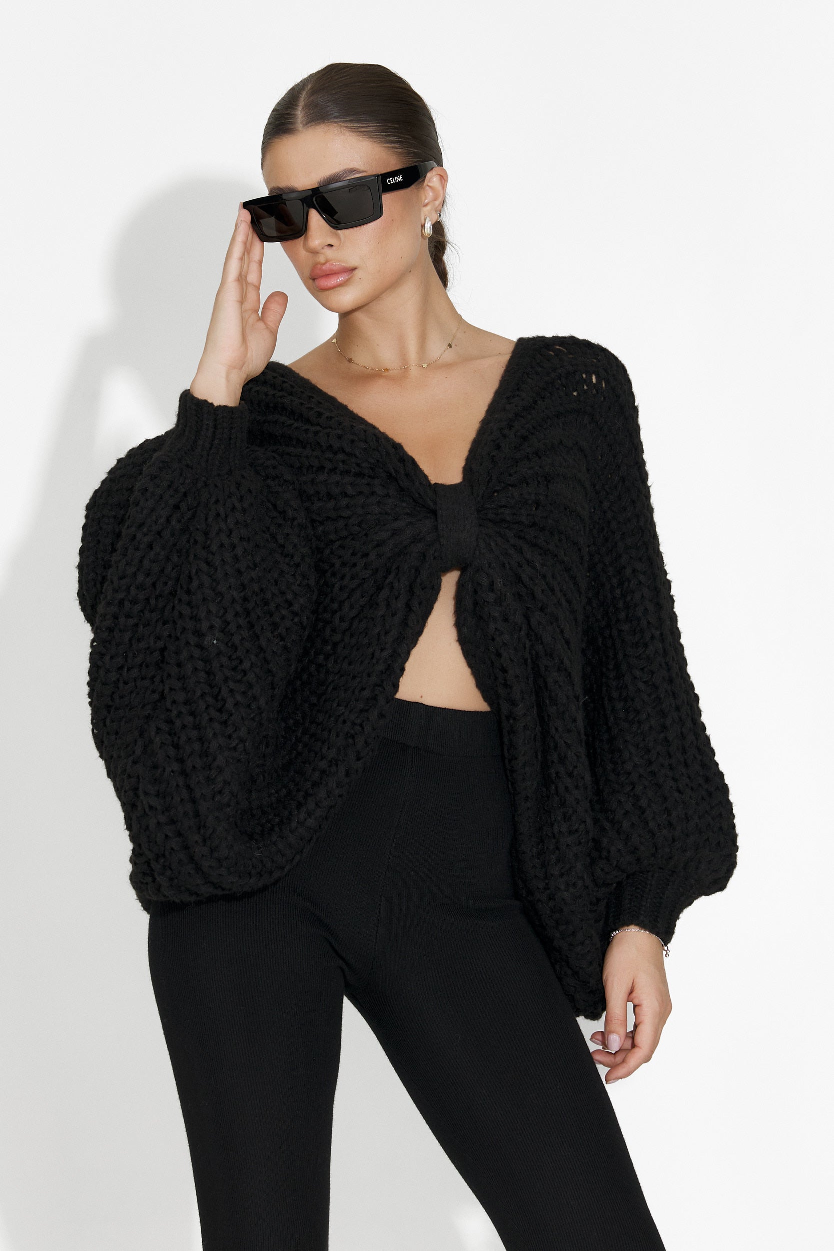 Pulover dama casual negru Raviana Bogas