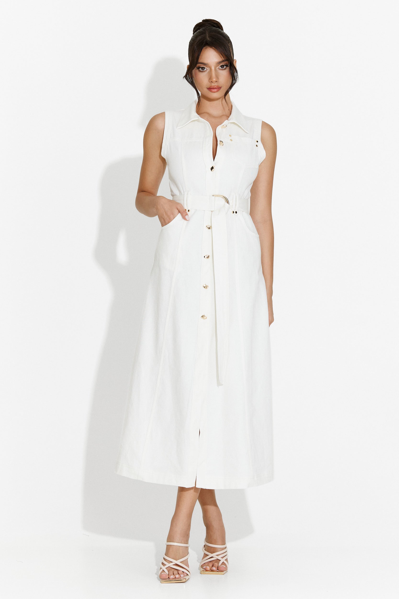 Rochie dama lunga alba Malynda Bogas