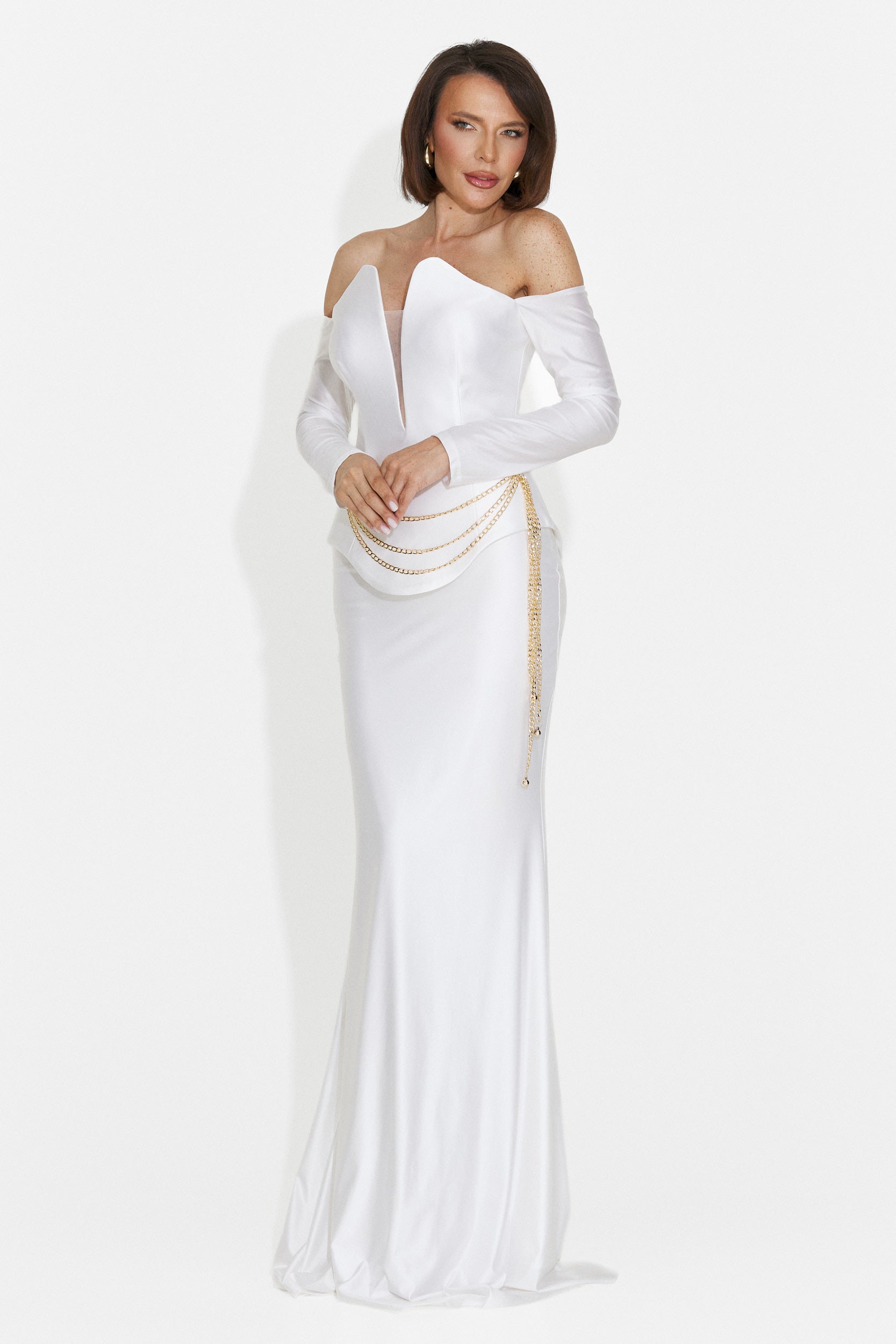 Rochie dama lunga alba Paulina Bogas