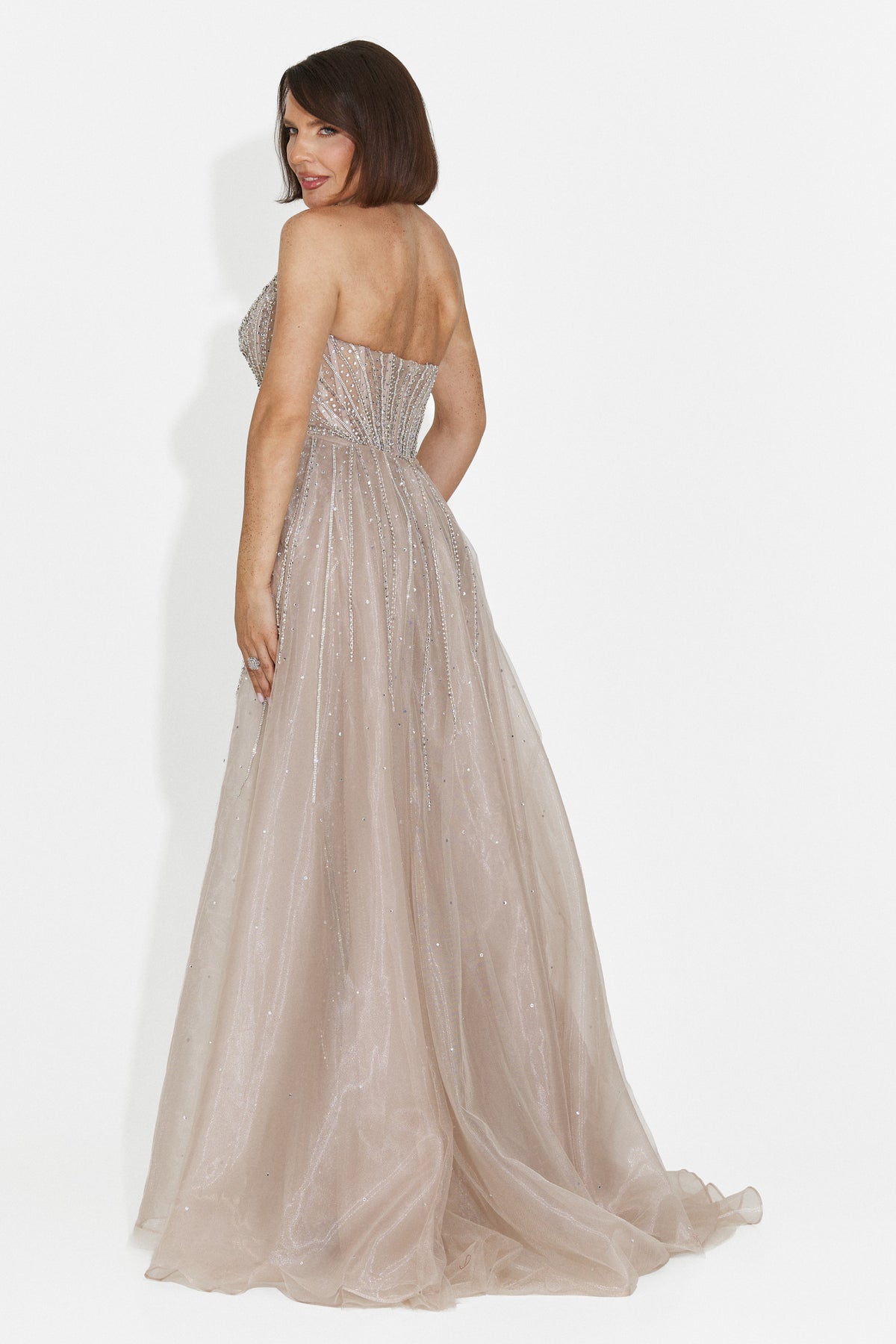 Rochie dama lunga bej Gerda Bogas, imaginea 4 din 15