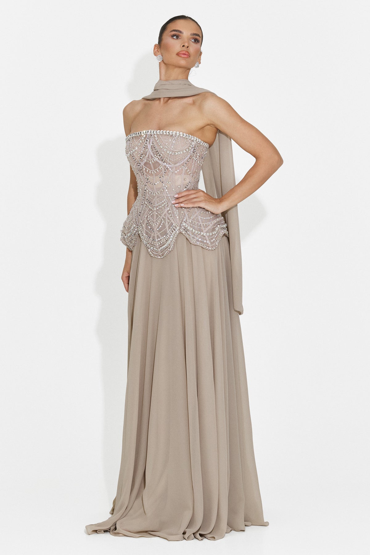 Rochie dama lunga bej Jutta Bogas, imaginea 12 din 12