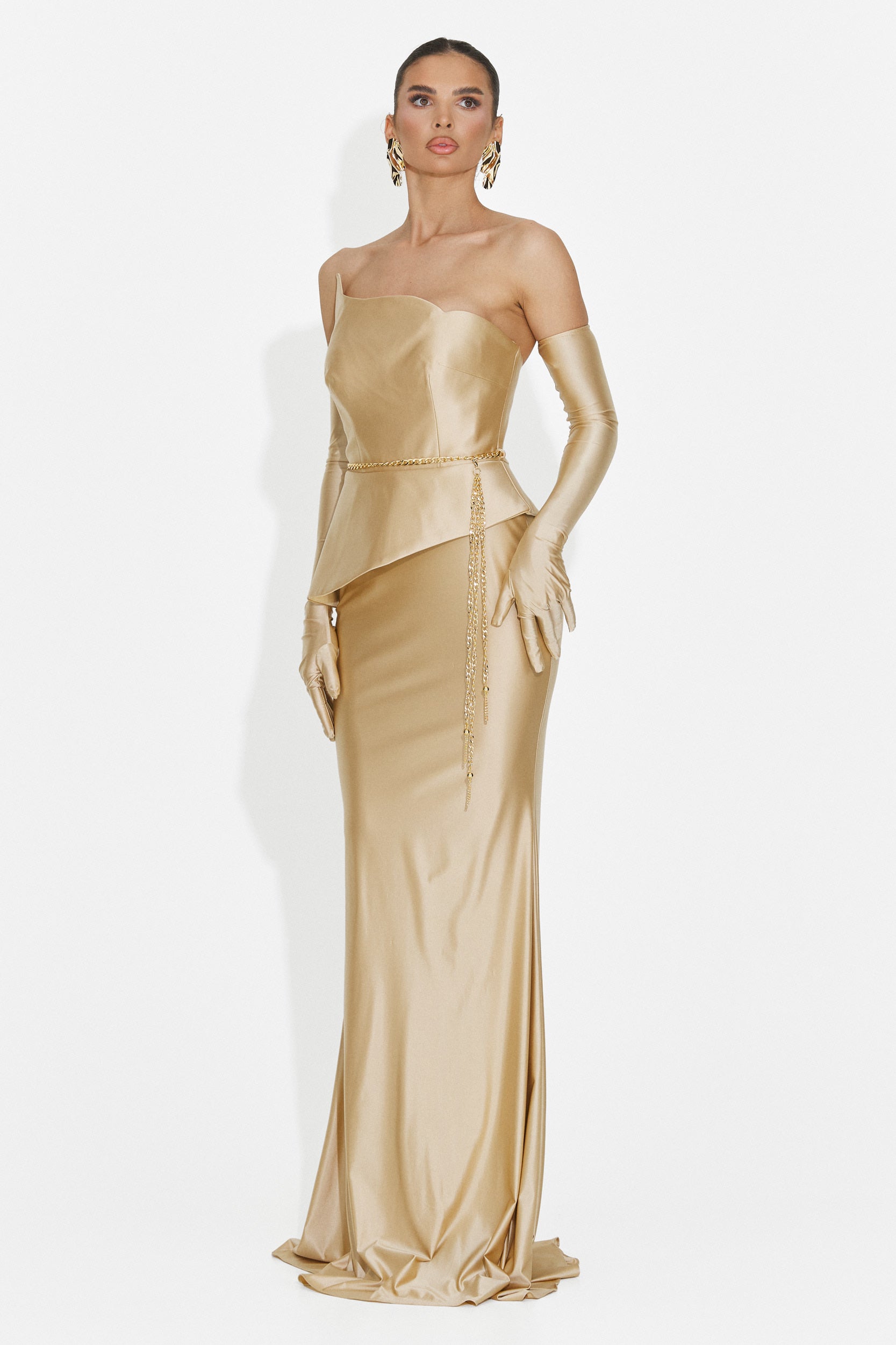 Rochie dama lunga bej Merle Bogas