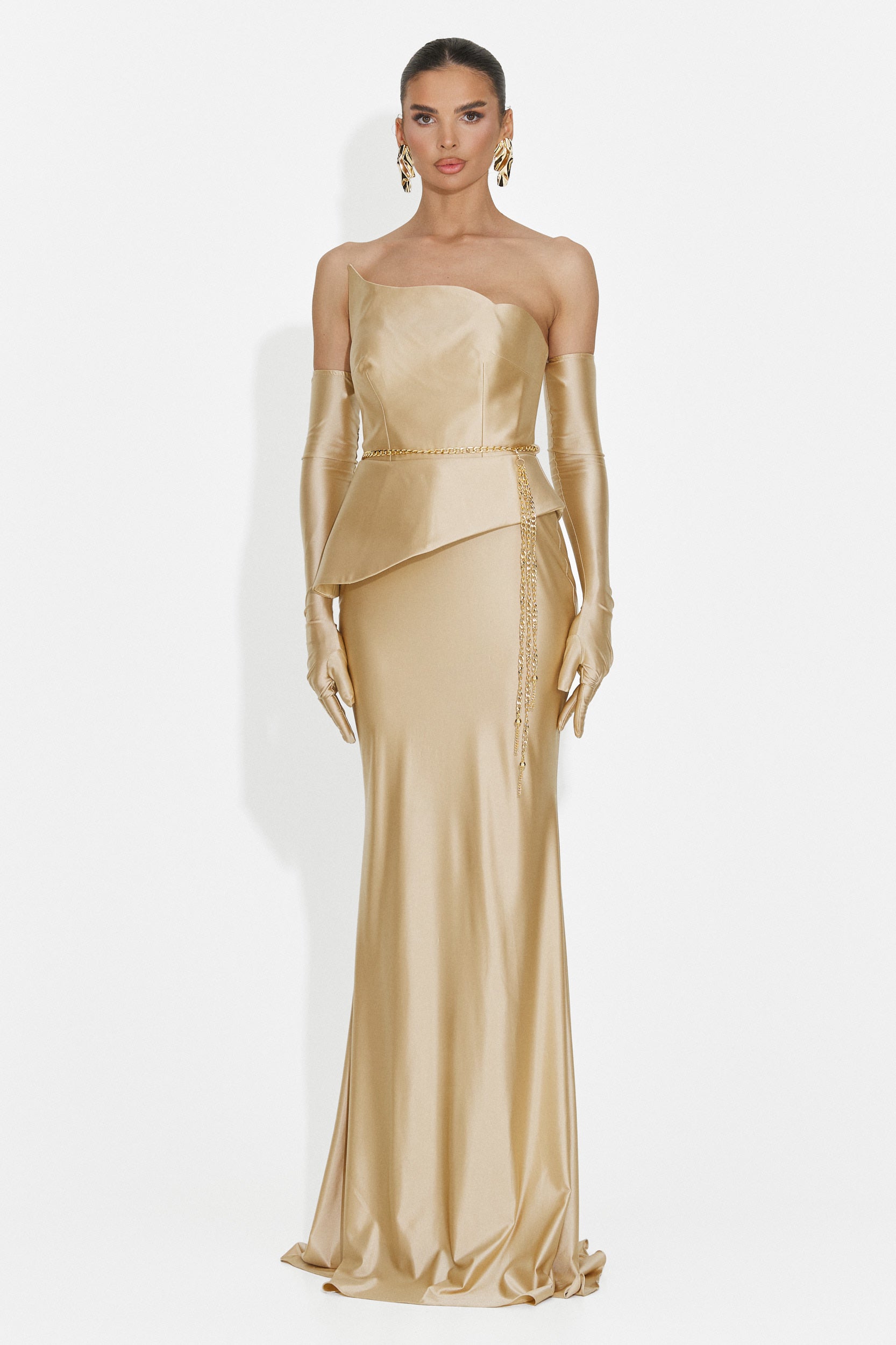 Rochie dama lunga bej Merle Bogas