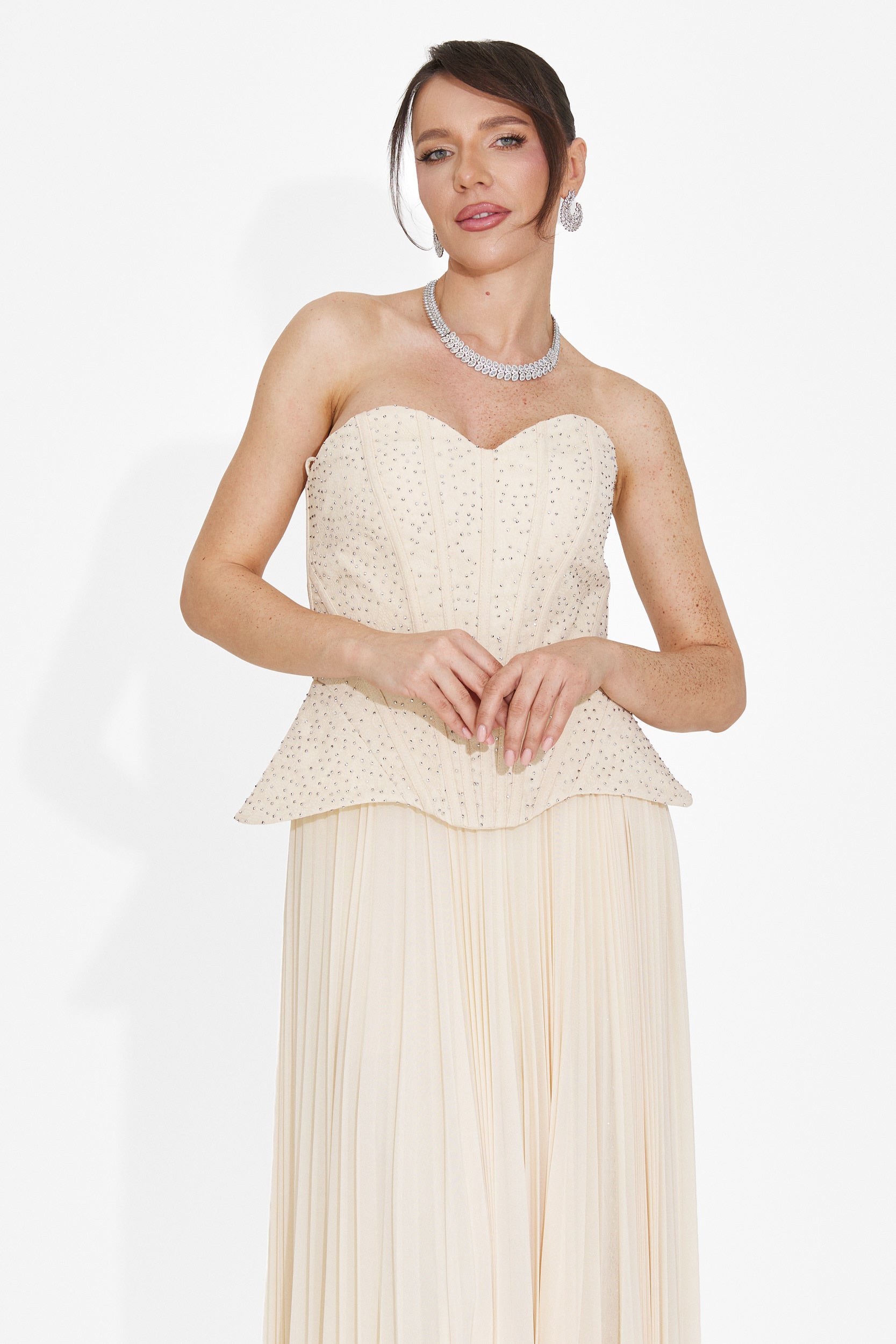 Rochie dama lunga bej Mivea Bogas