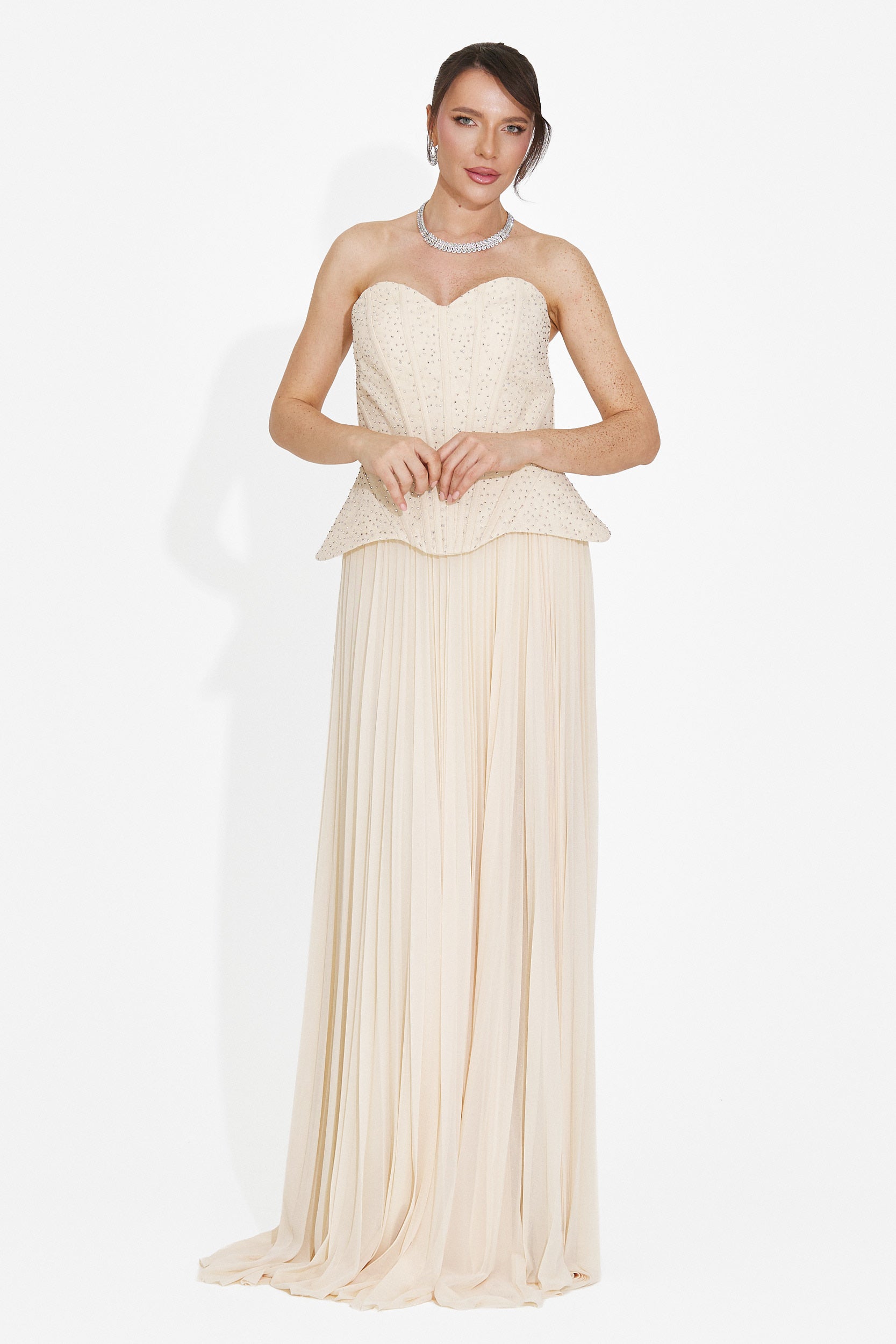 Rochie dama lunga bej Mivea Bogas