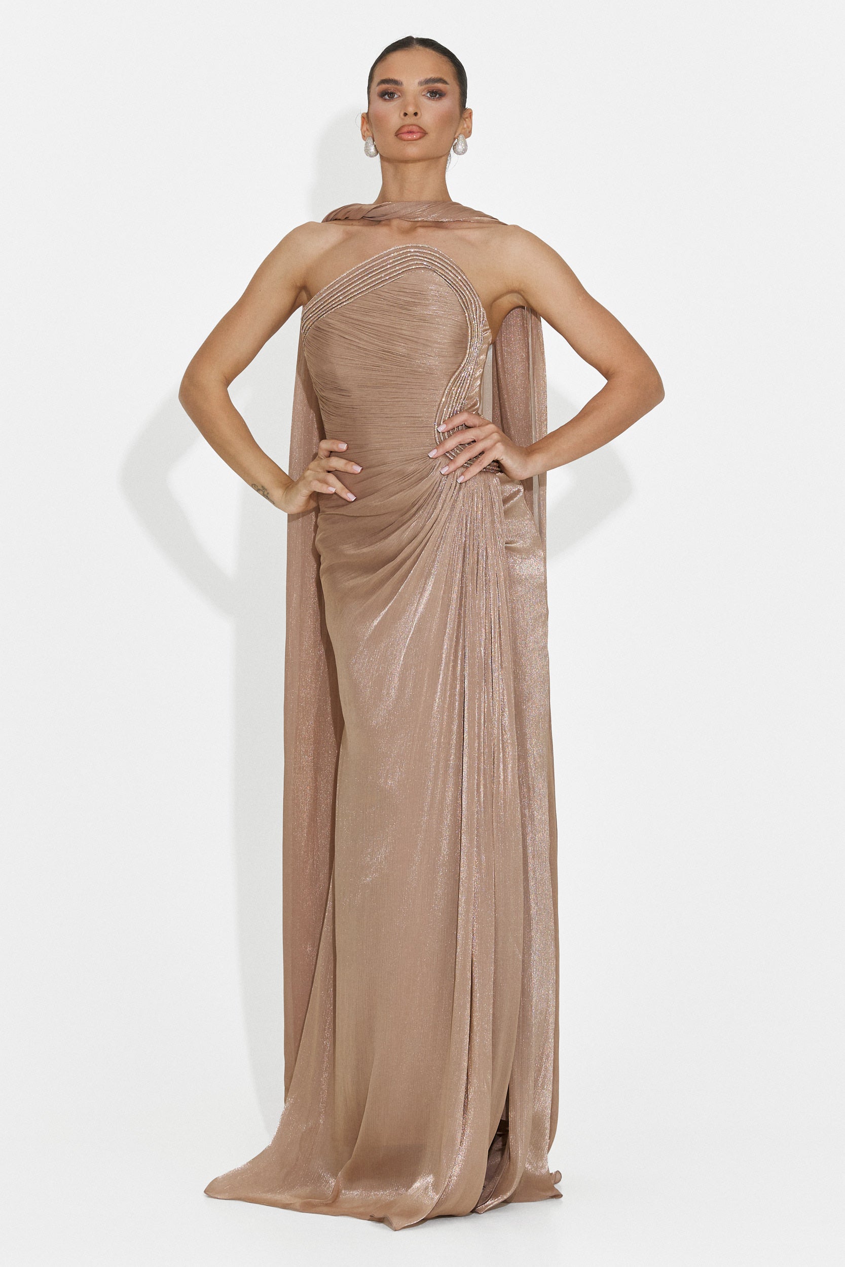 Rochie dama lunga bej Moritz Bogas