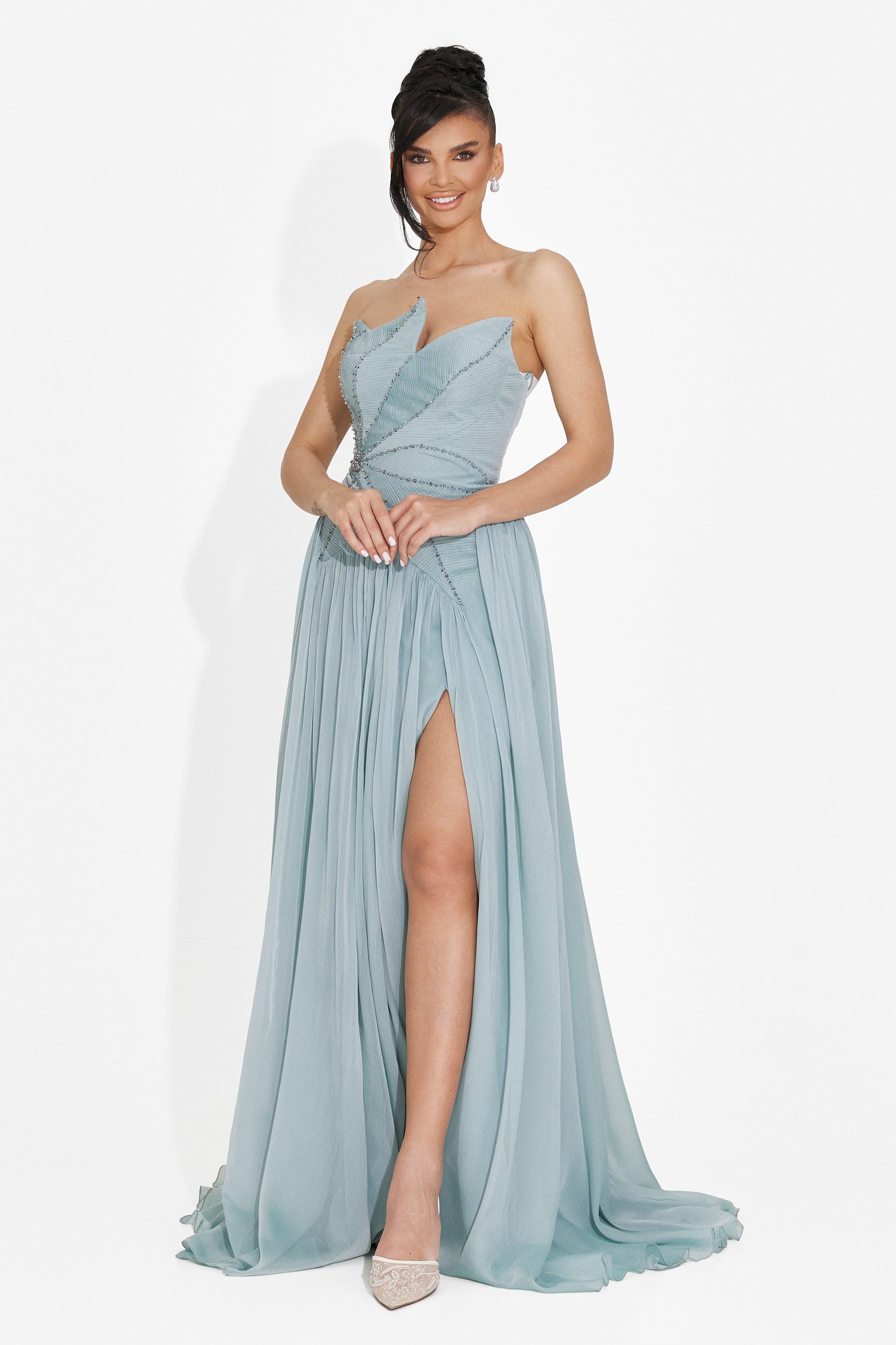 Rochie dama lunga bleu Anaika Bogas