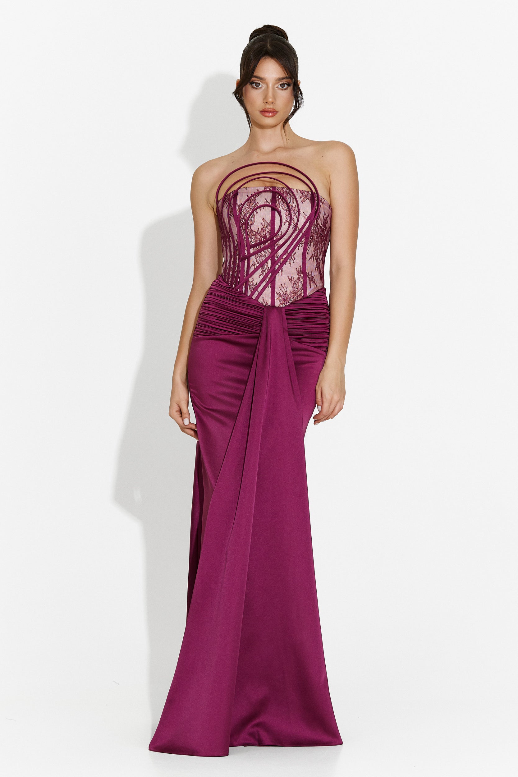 Bogas Fufly Long Burgundy Ladies Dress