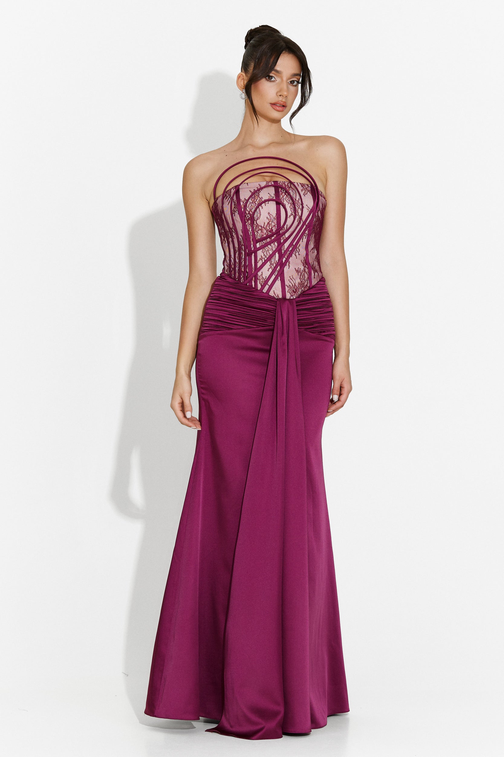 Bogas Fufly Long Burgundy Ladies Dress
