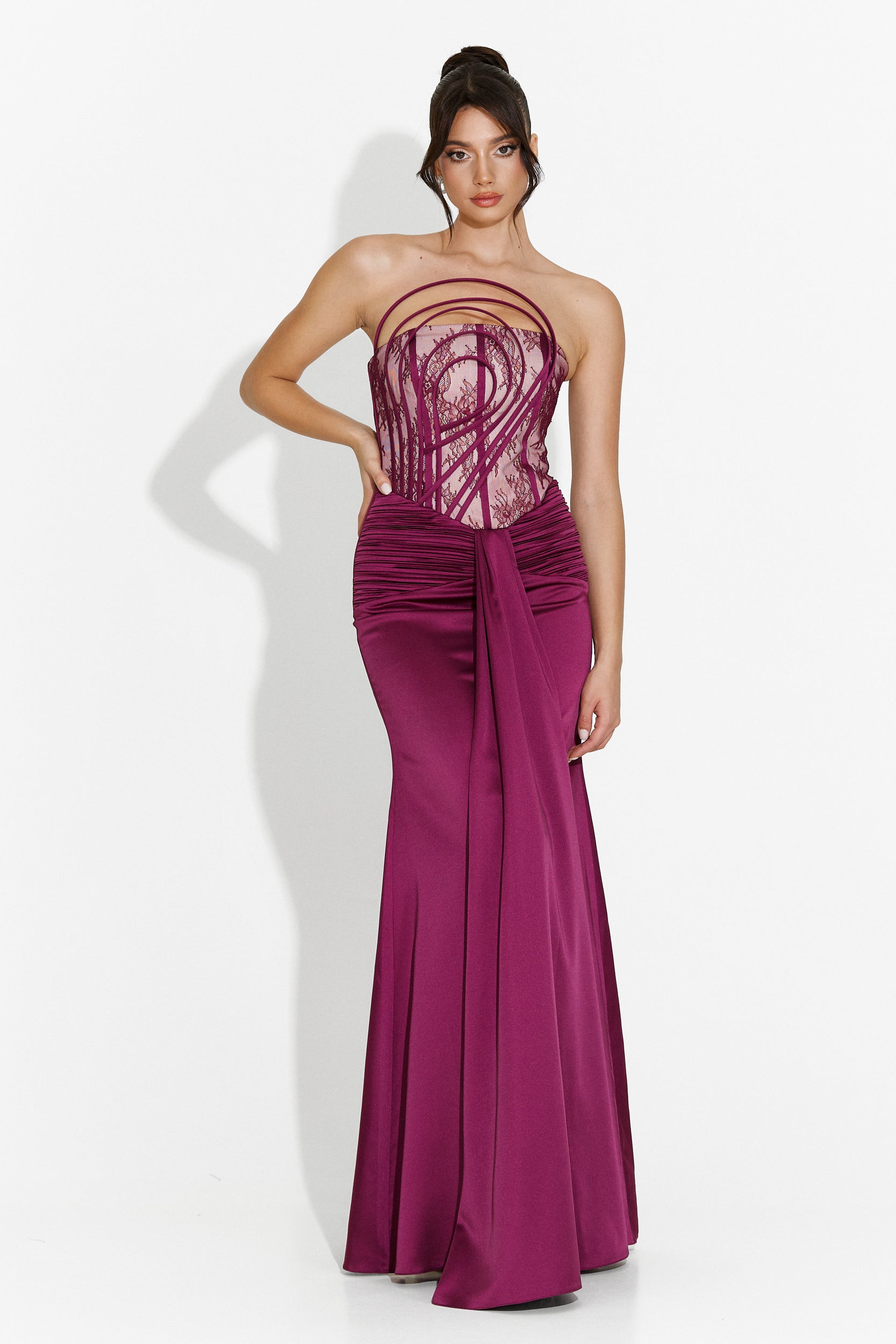Bogas Fufly Long Burgundy Ladies Dress