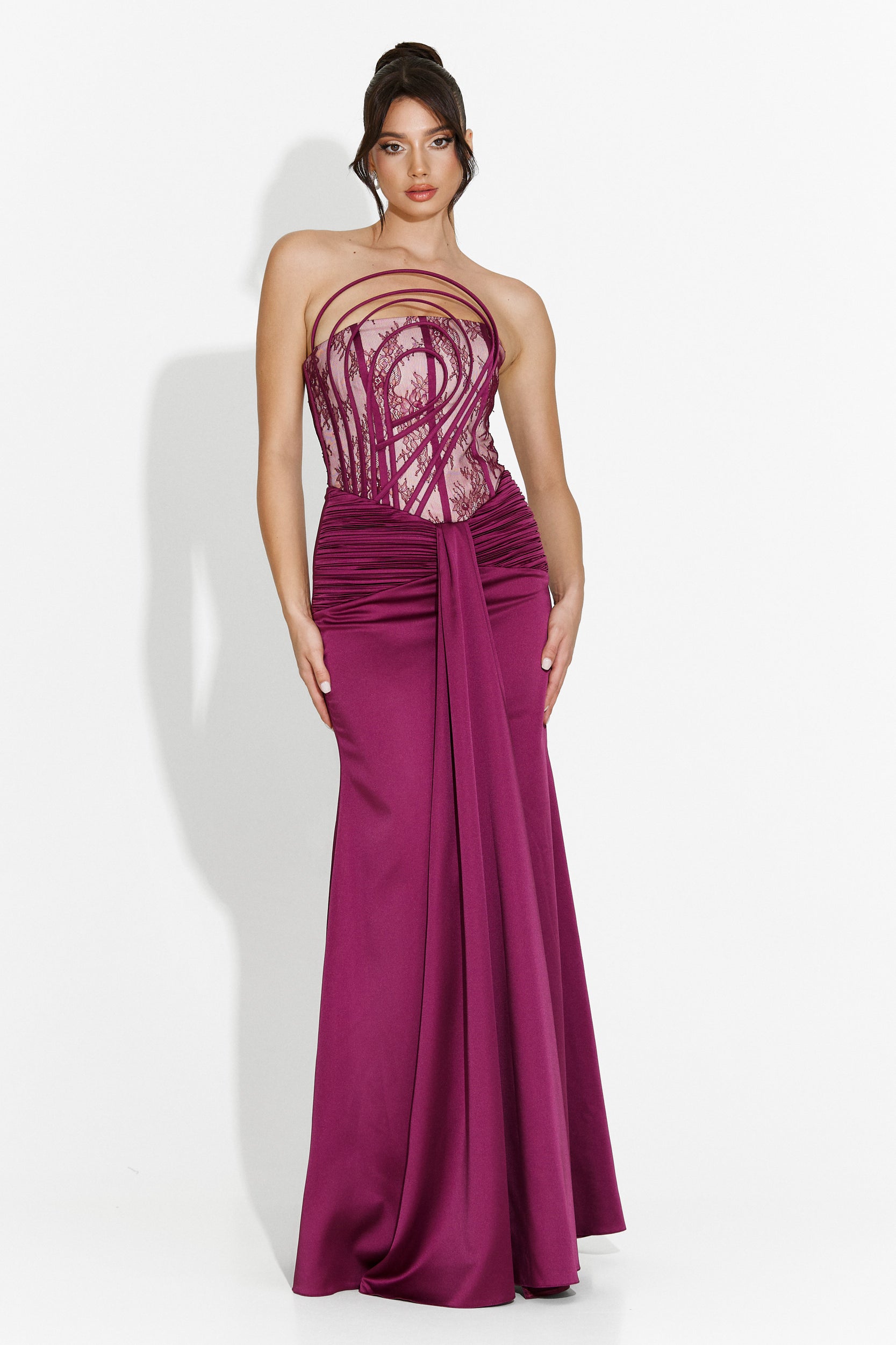Bogas Fufly Long Burgundy Ladies Dress