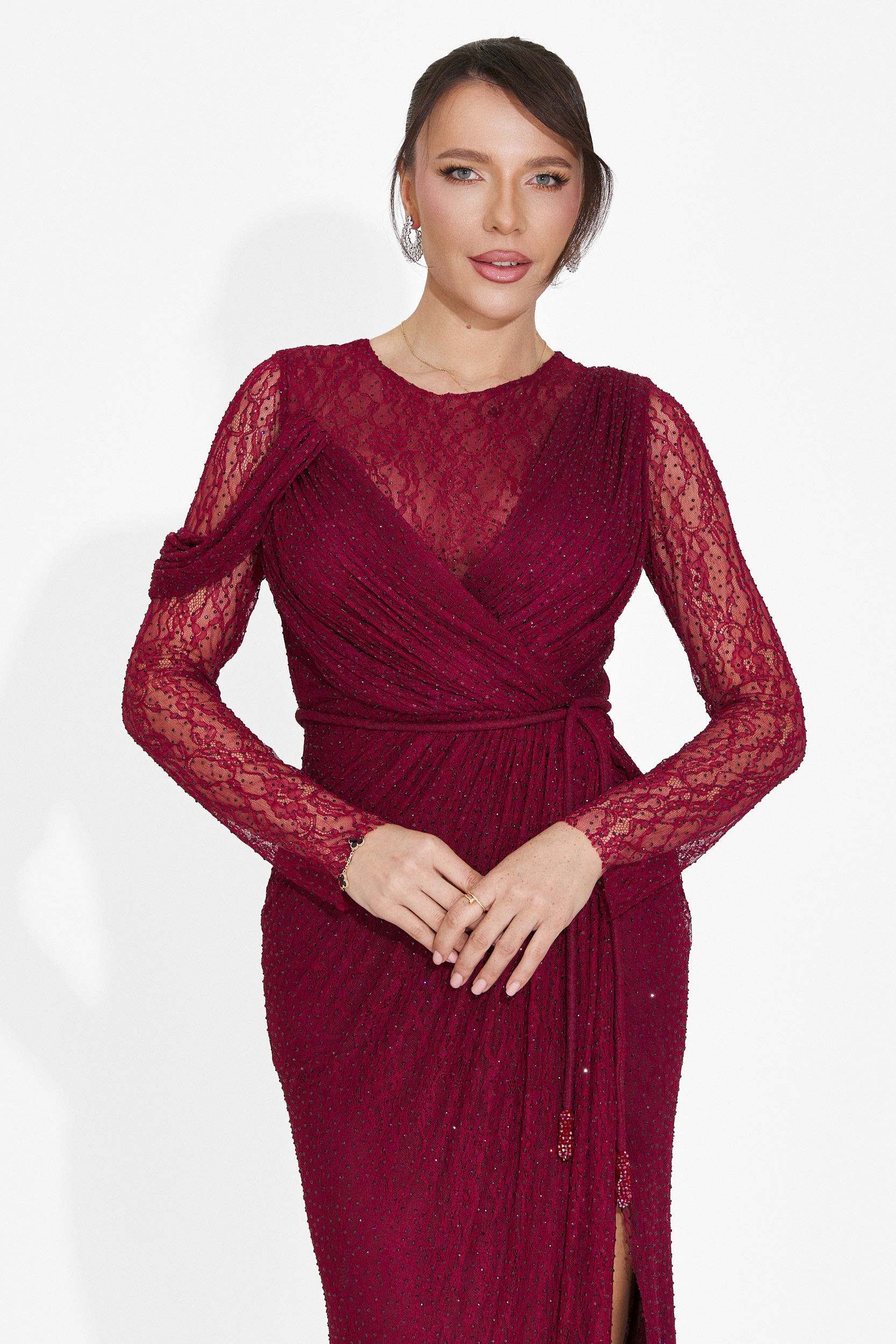 Rochie dama lunga burgundy Herminia Bogas