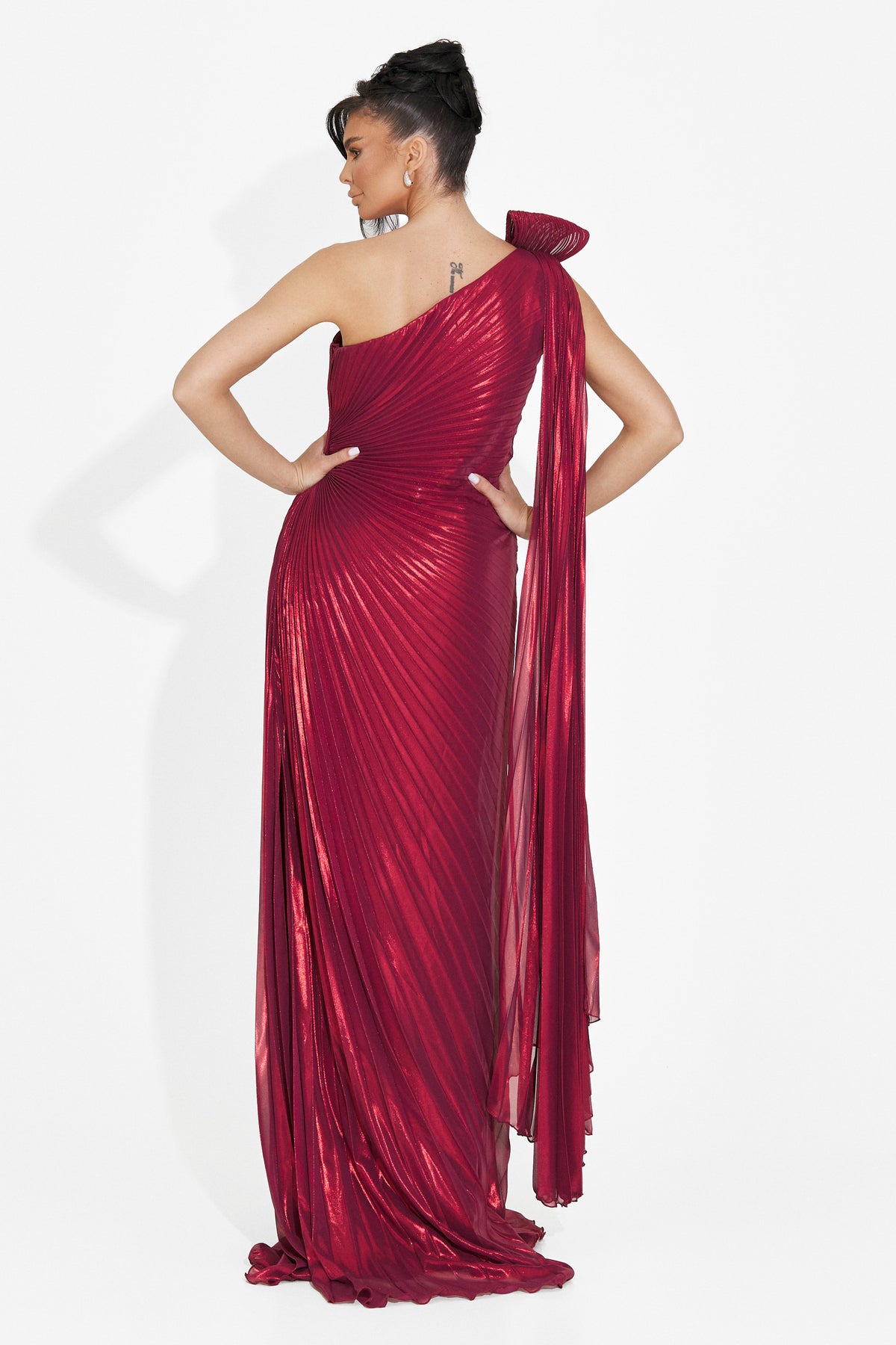 Rochie dama lunga burgundy Rabiela Bogas, imaginea 2 din 7