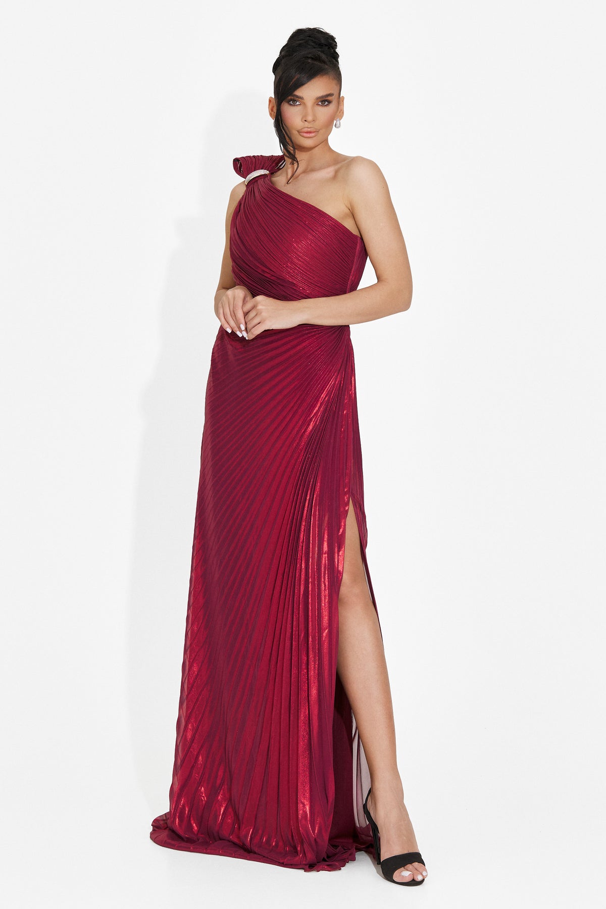 Rochie dama lunga burgundy Rabiela Bogas, imaginea 1 din 7