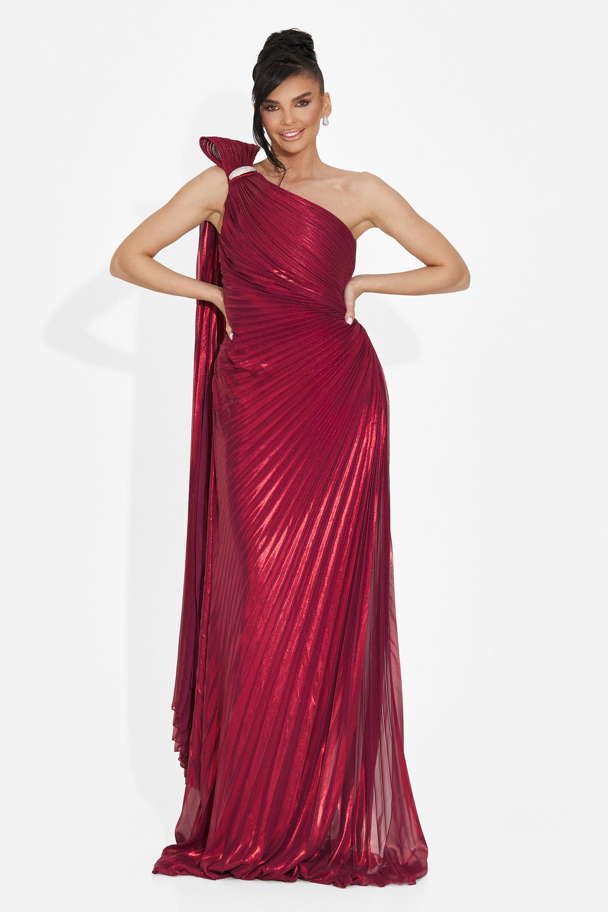 Rochie dama lunga burgundy Rabiela Bogas, imaginea 5 din 7