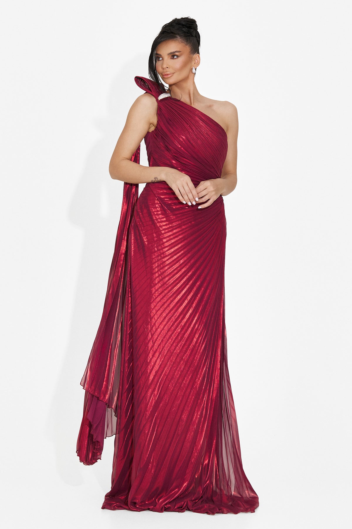 Rochie dama lunga burgundy Rabiela Bogas, imaginea 7 din 7