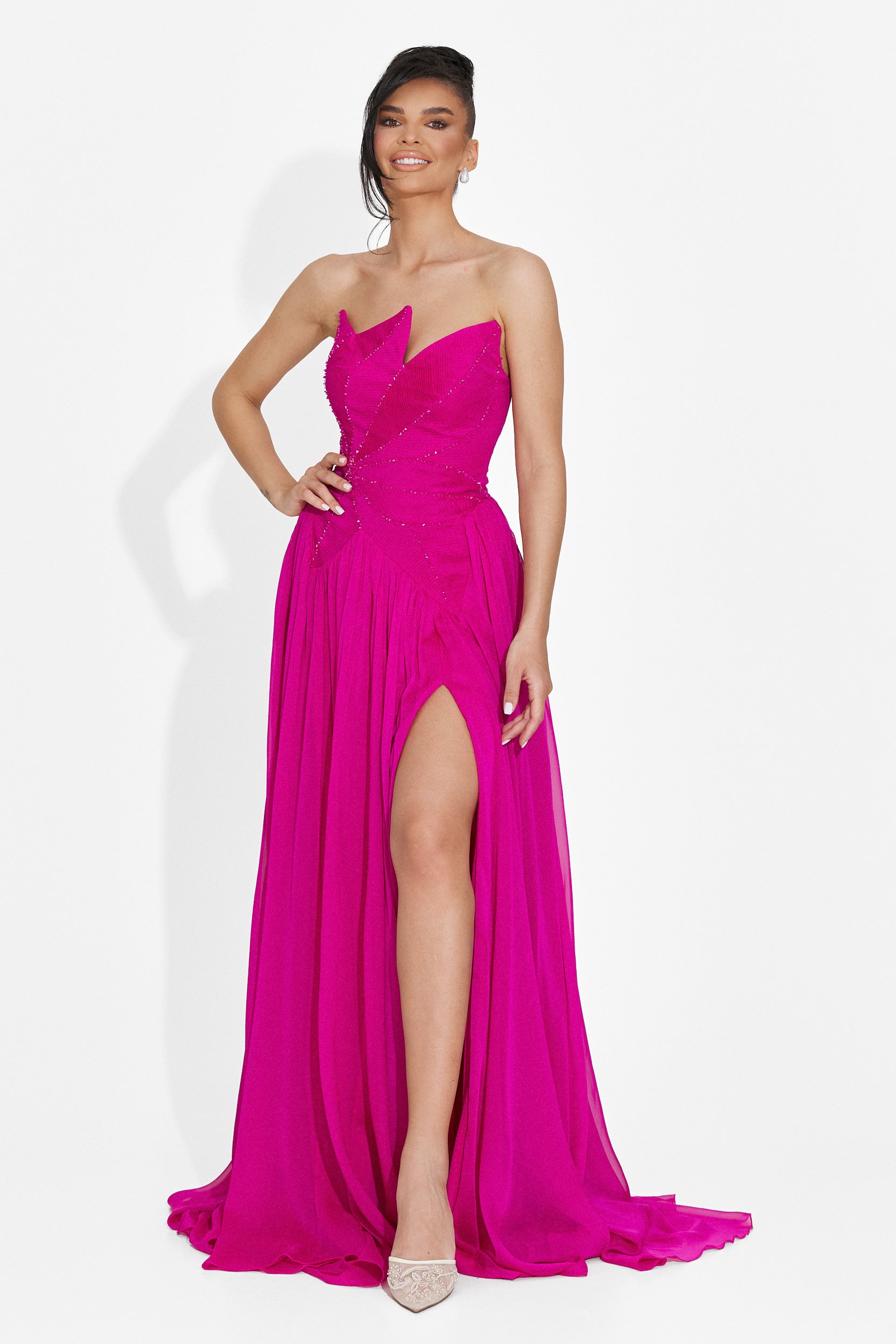 Rochie dama lunga fucsia Anaika Bogas