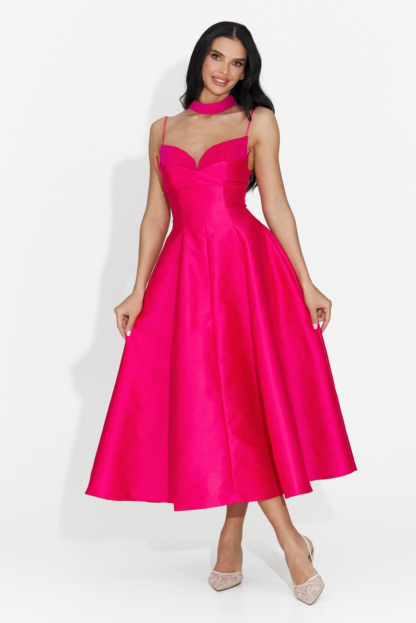 Rochie dama lunga fucsia Coriza Bogas