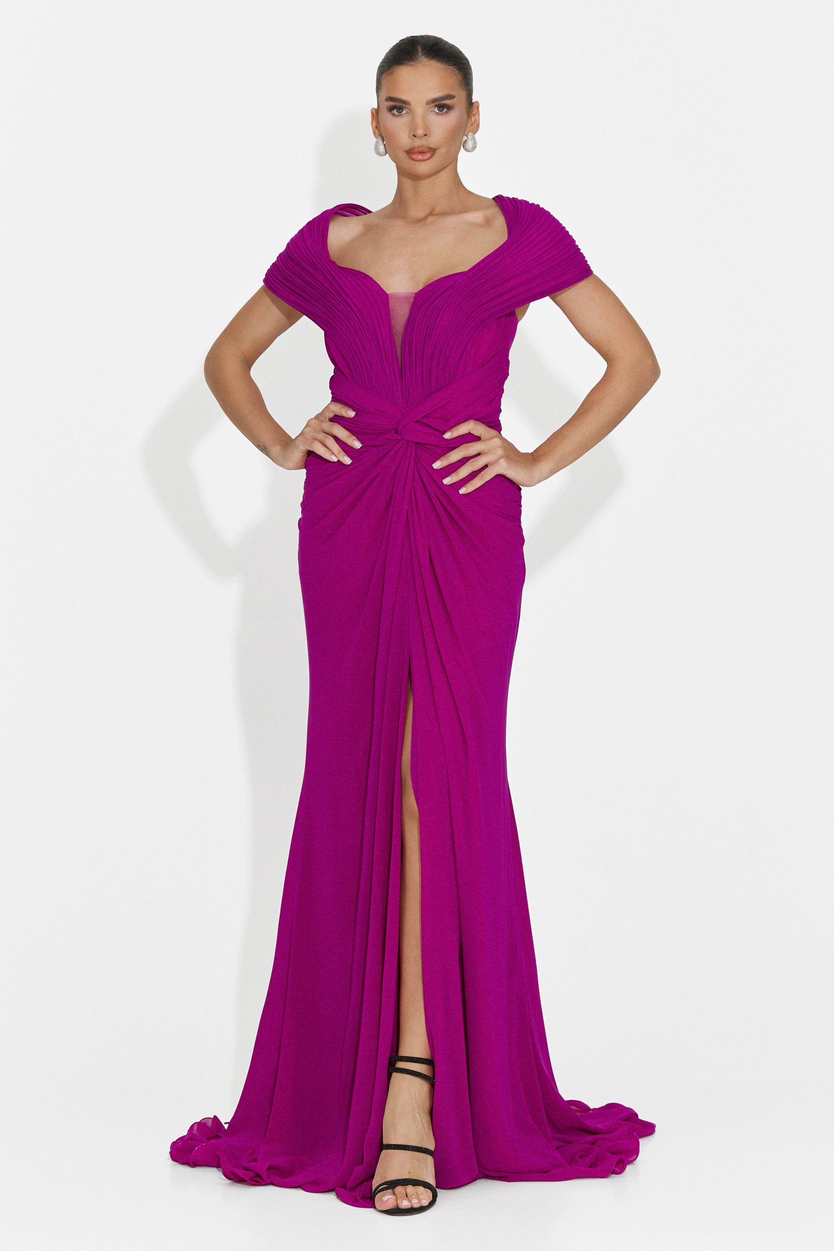 Rochie dama lunga fucsia Emilia Bogas