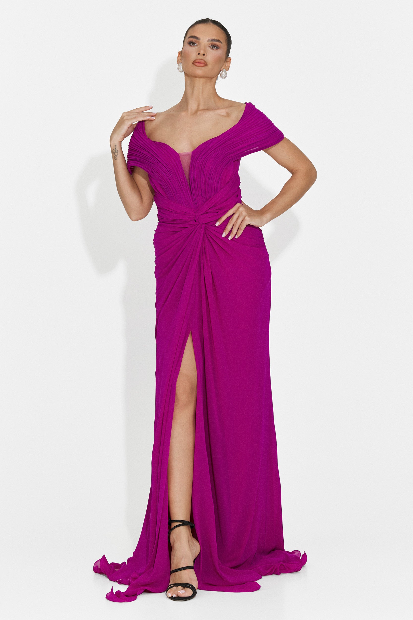 Rochie dama lunga fucsia Emilia Bogas