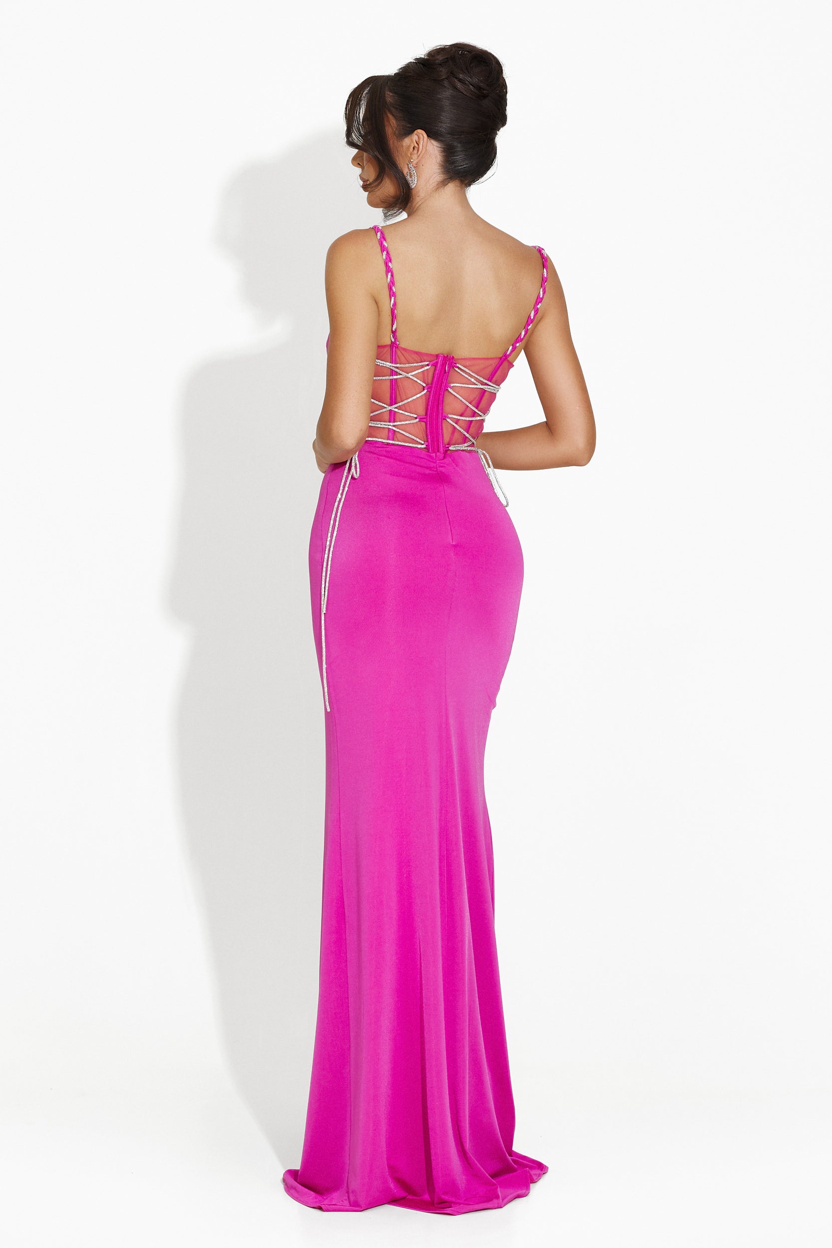 Rochie dama lunga fucsia Halina Bogas