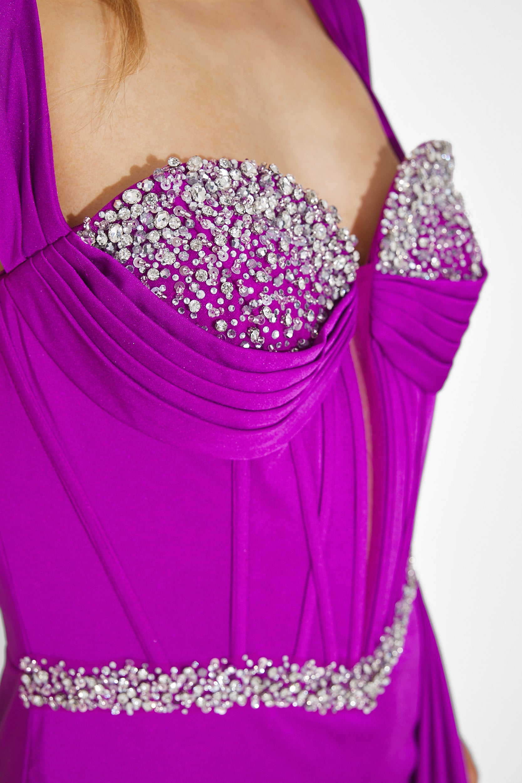 Sharyana Bogas Long Fuchsia Ladies Dress