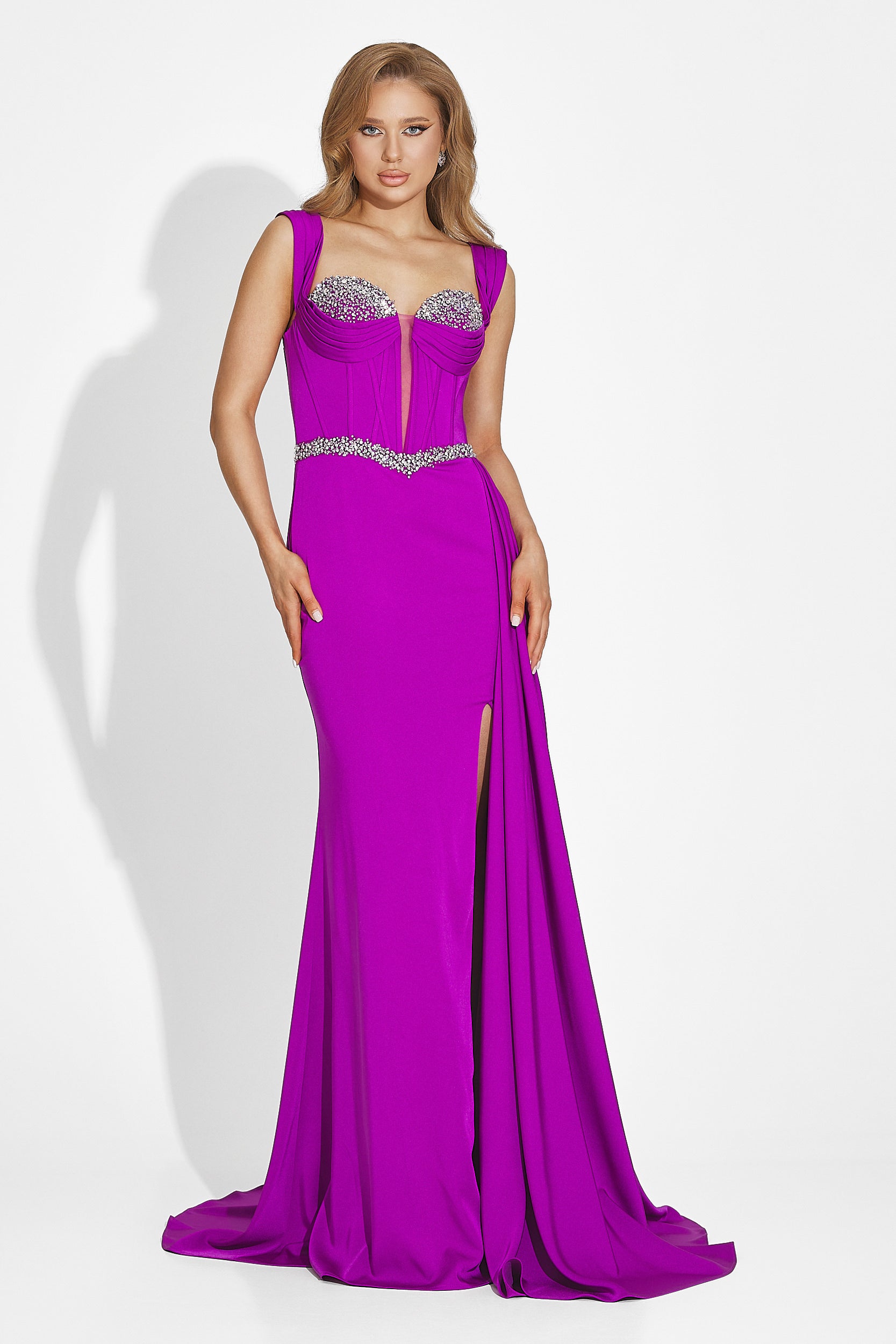 Sharyana Bogas Long Fuchsia Ladies Dress