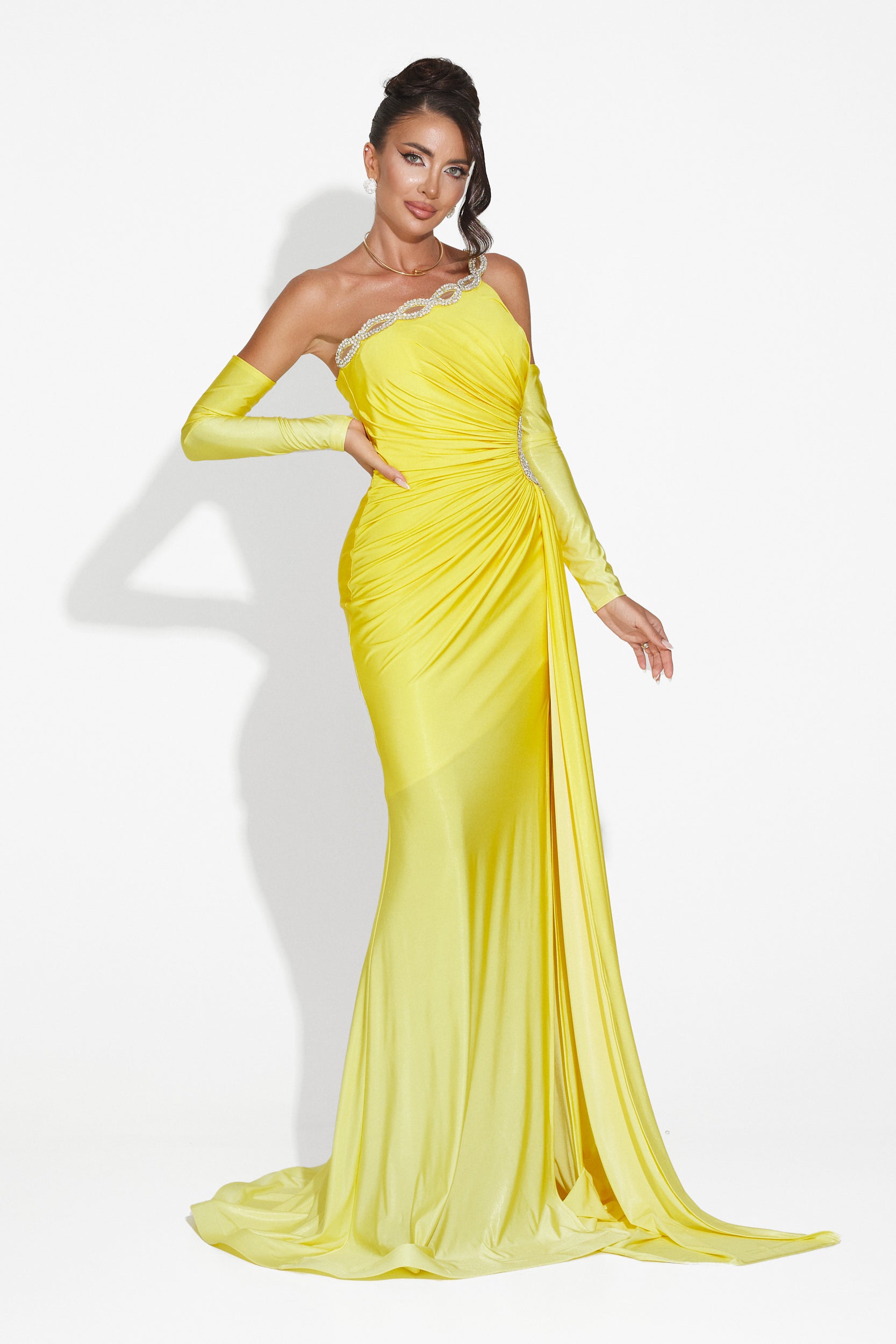 Noelia Bogas Long Yellow Ladies Dress