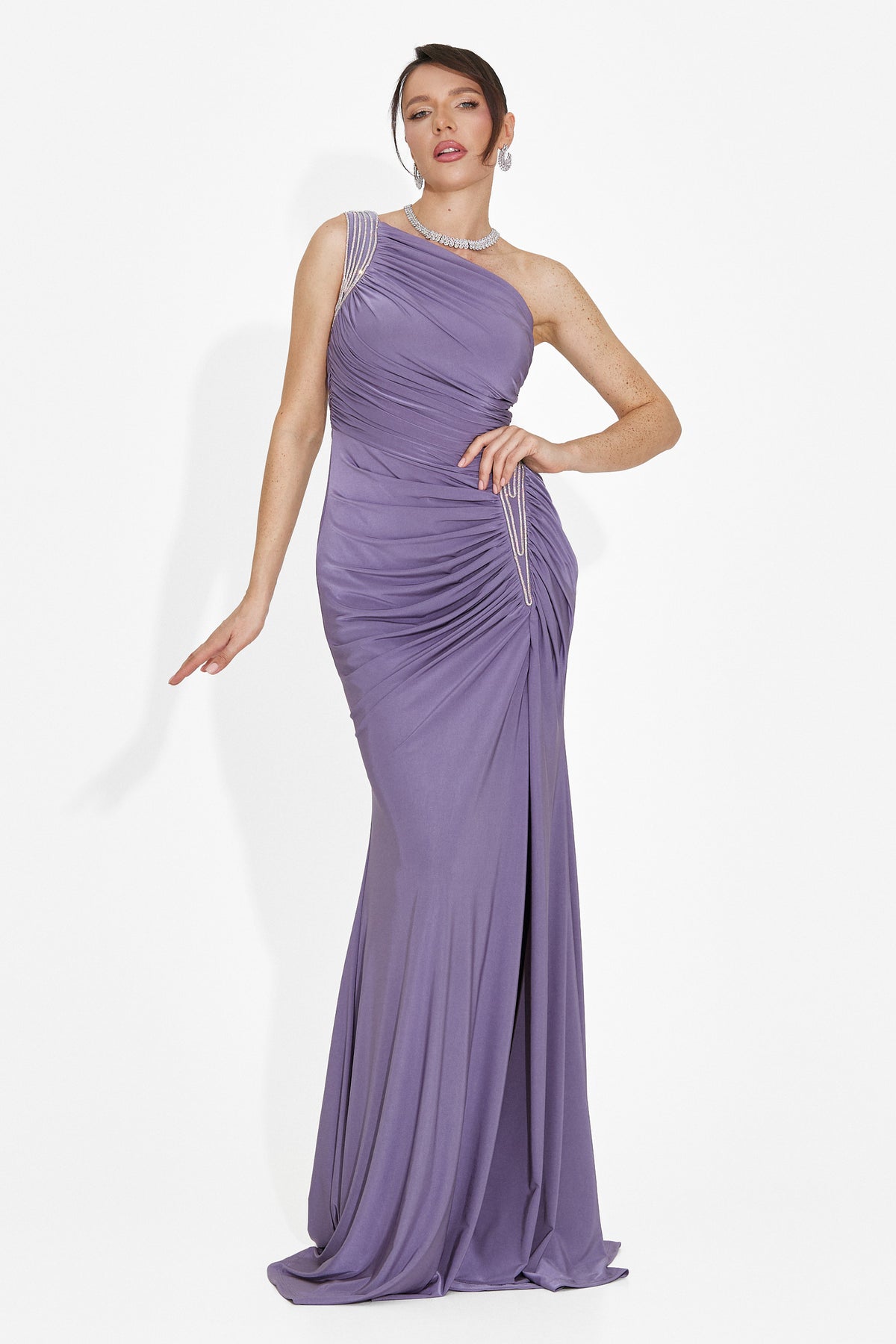 Rochie dama lunga lila Ferela Bogas, imaginea 6 din 8