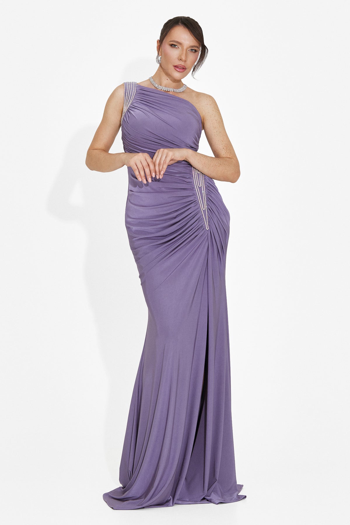 Rochie dama lunga lila Ferela Bogas, imaginea 7 din 8