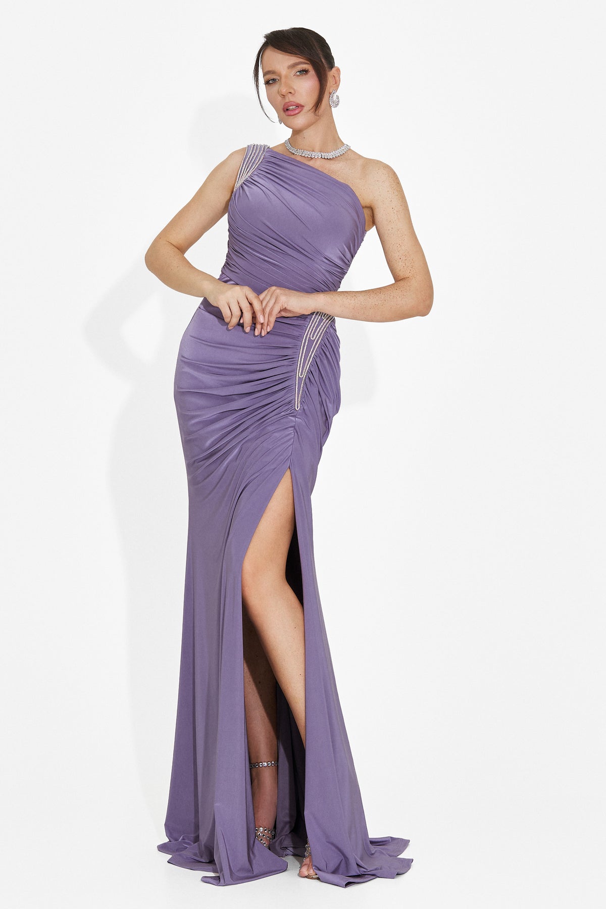 Rochie dama lunga lila Ferela Bogas, imaginea 1 din 8