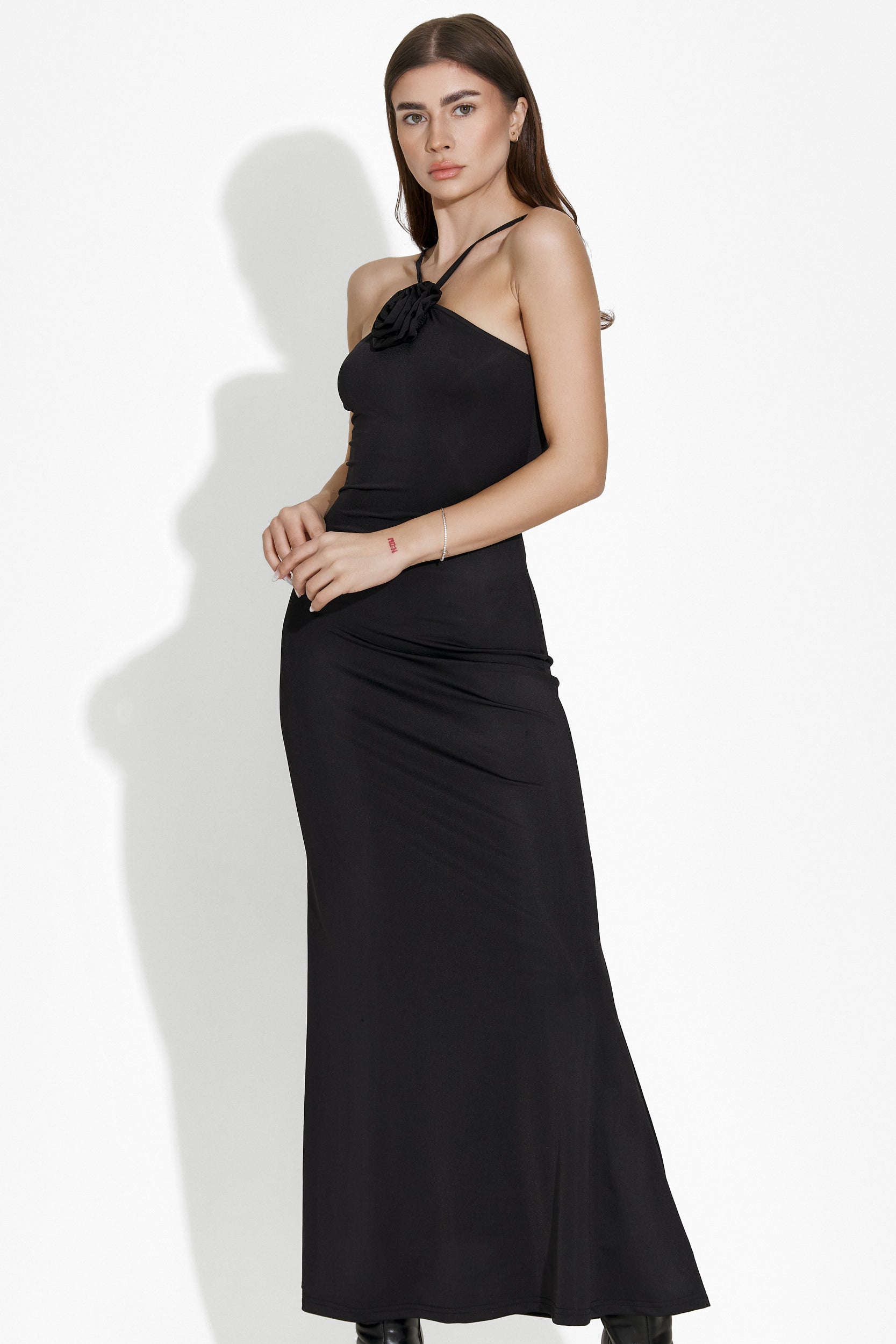 Loekie Bogas Long Black Lycra Ladies Dress