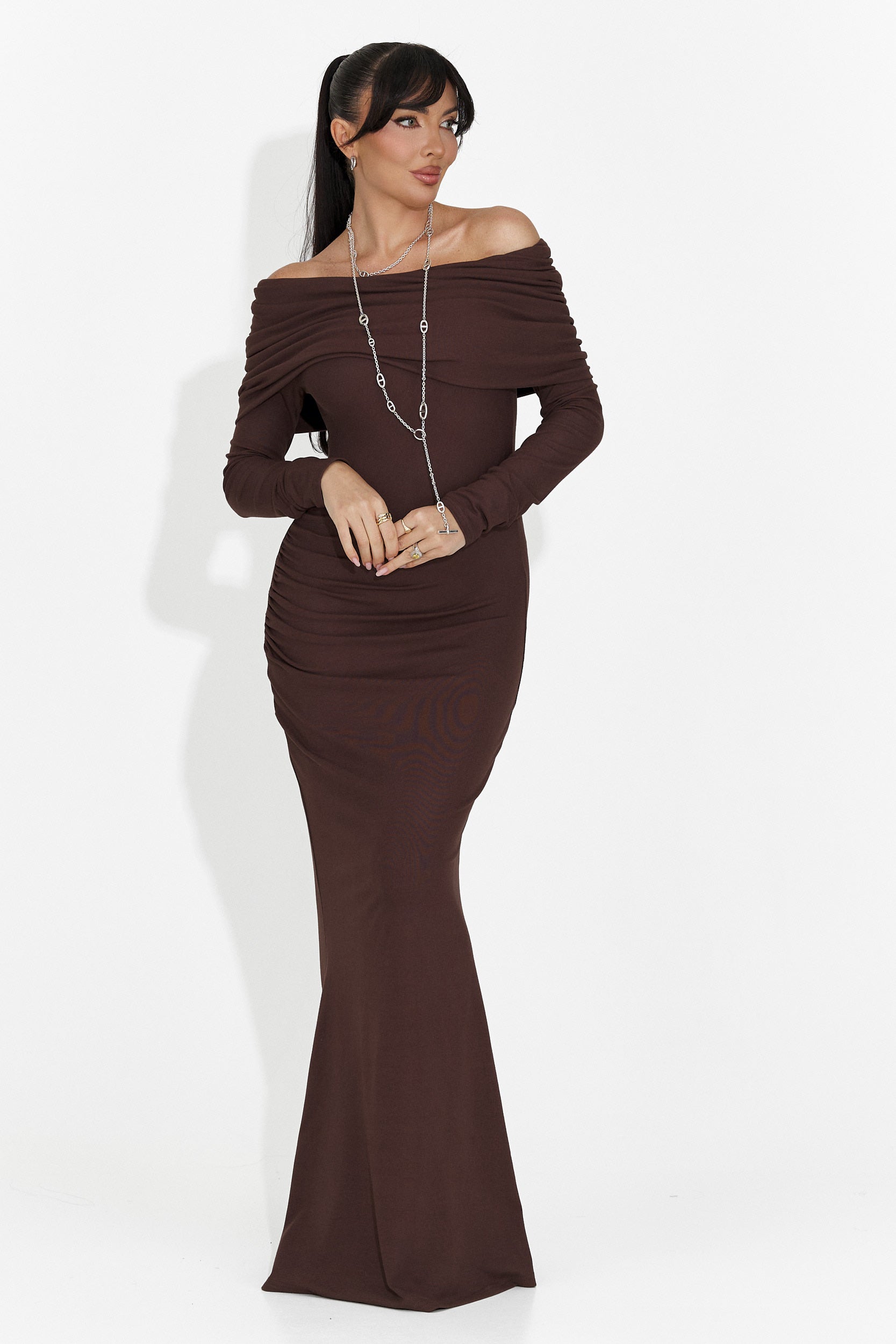 Rochie dama lunga maro Briania Bogas