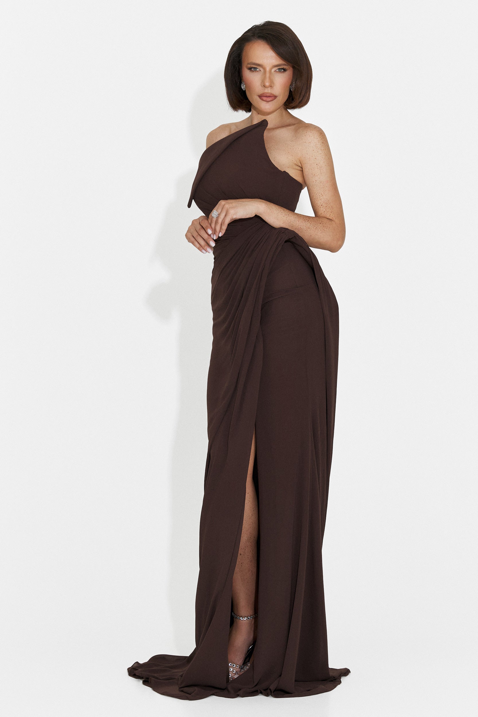 Rochie dama lunga maro Felina Bogas