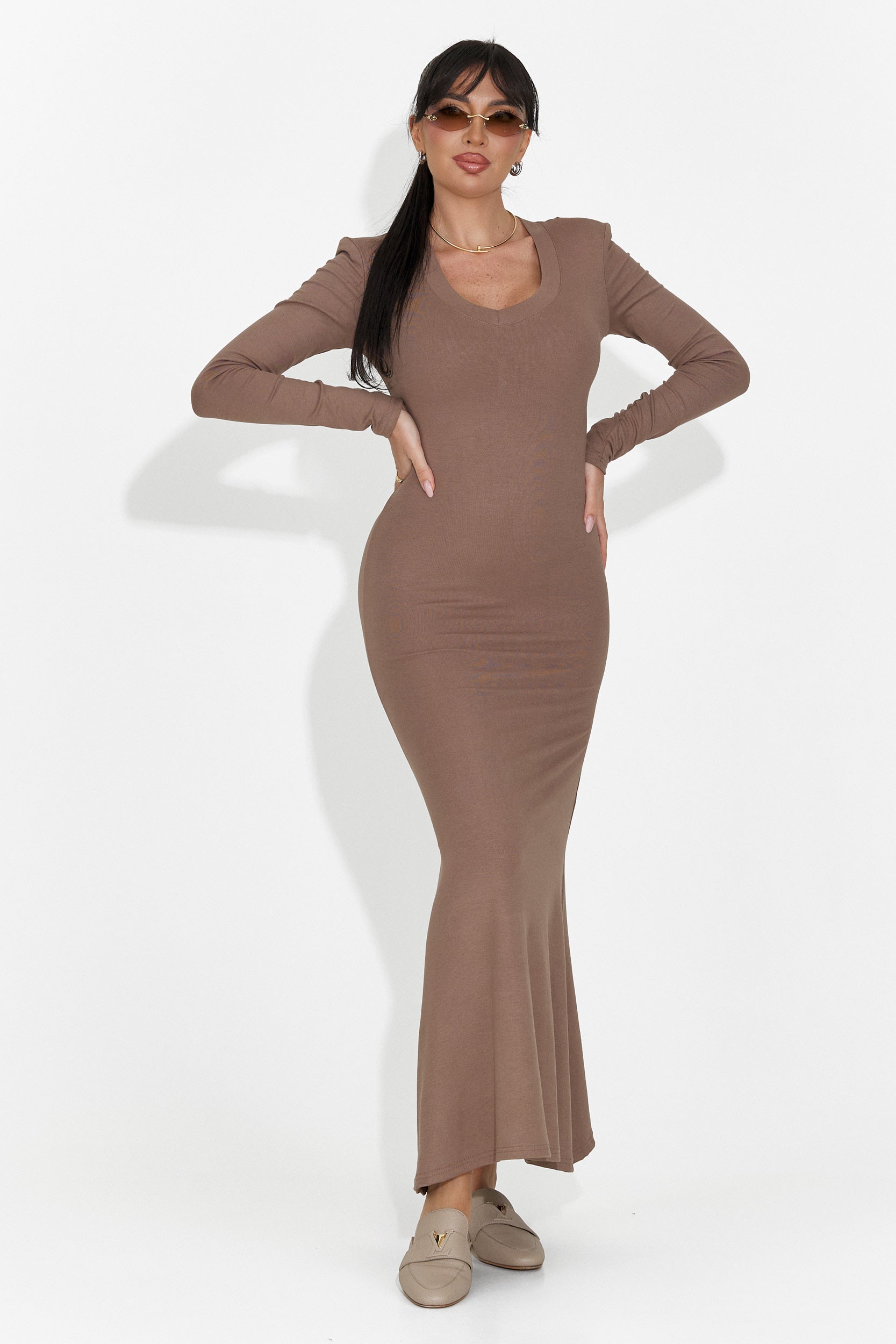 Rochie dama lunga maro Jenele Bogas