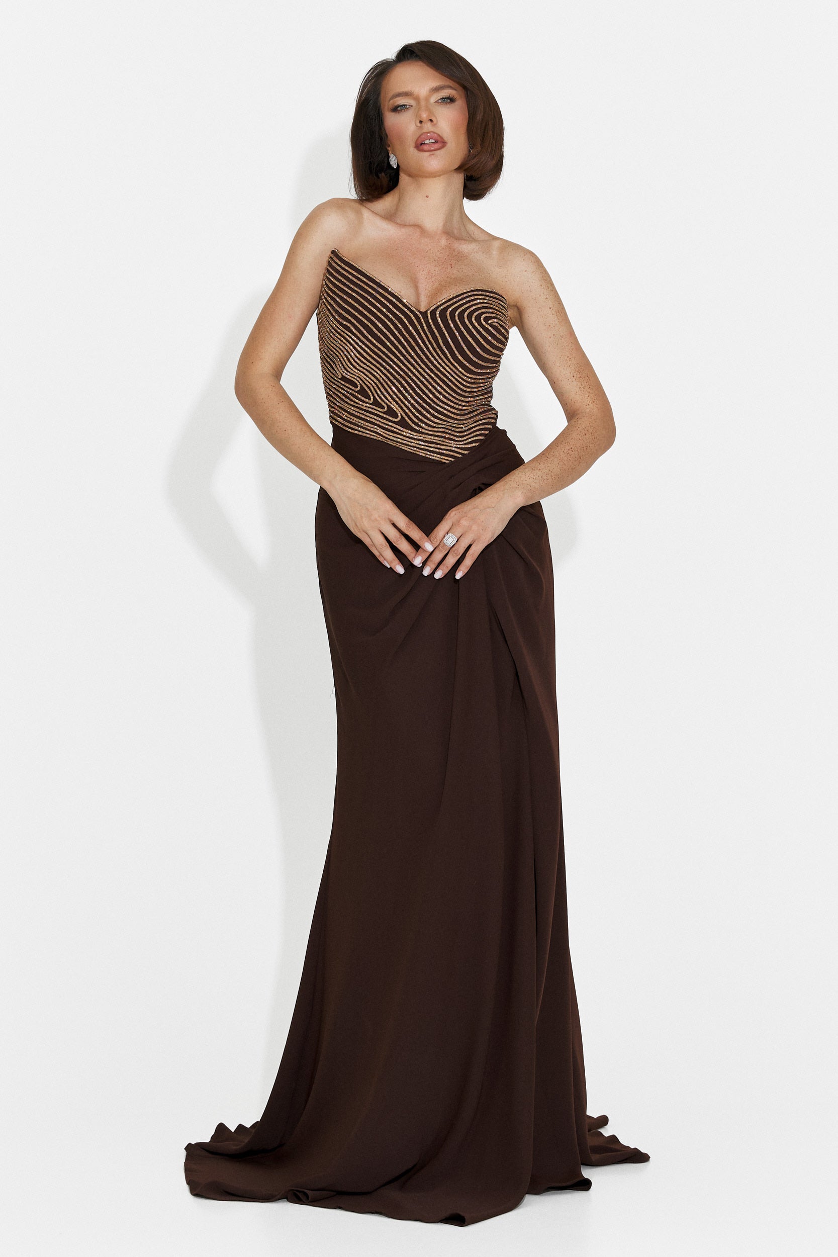 Rochie dama lunga maro Jonay Bogas