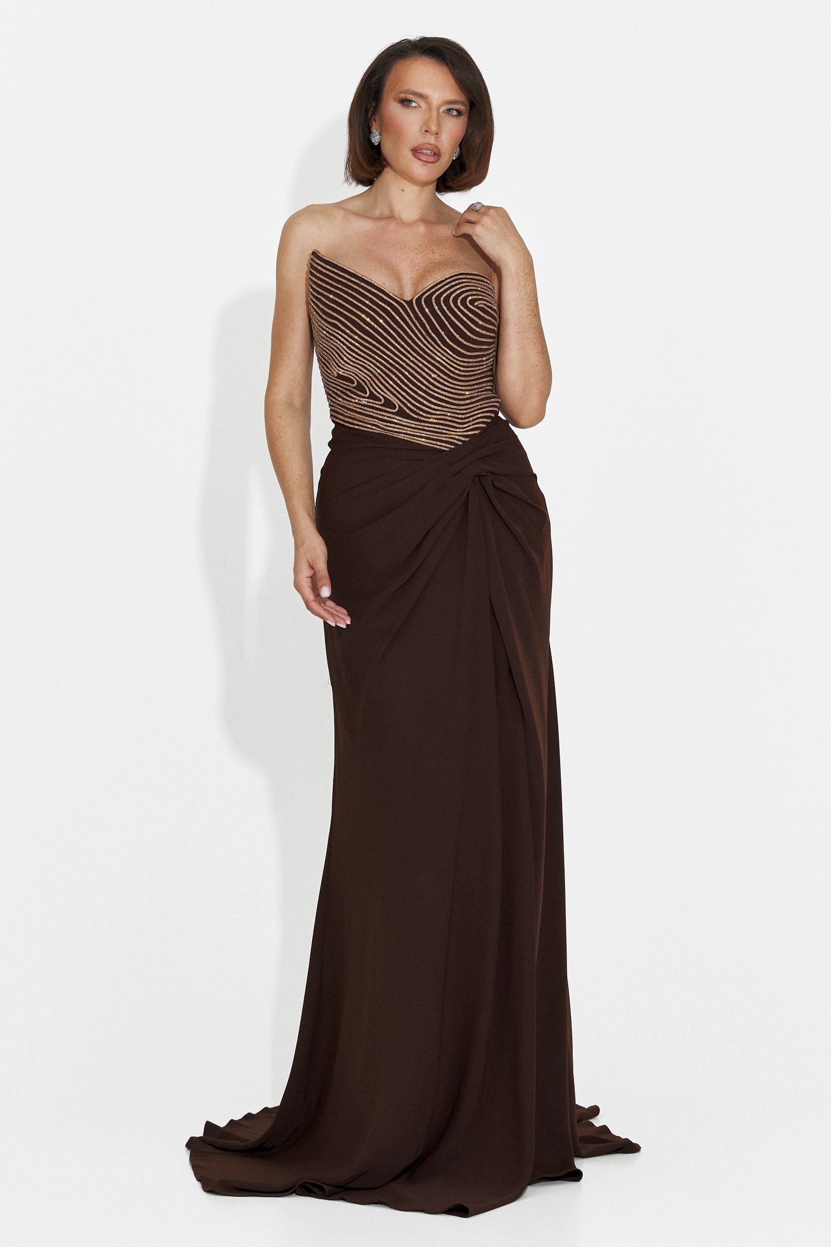 Rochie dama lunga maro Jonay Bogas