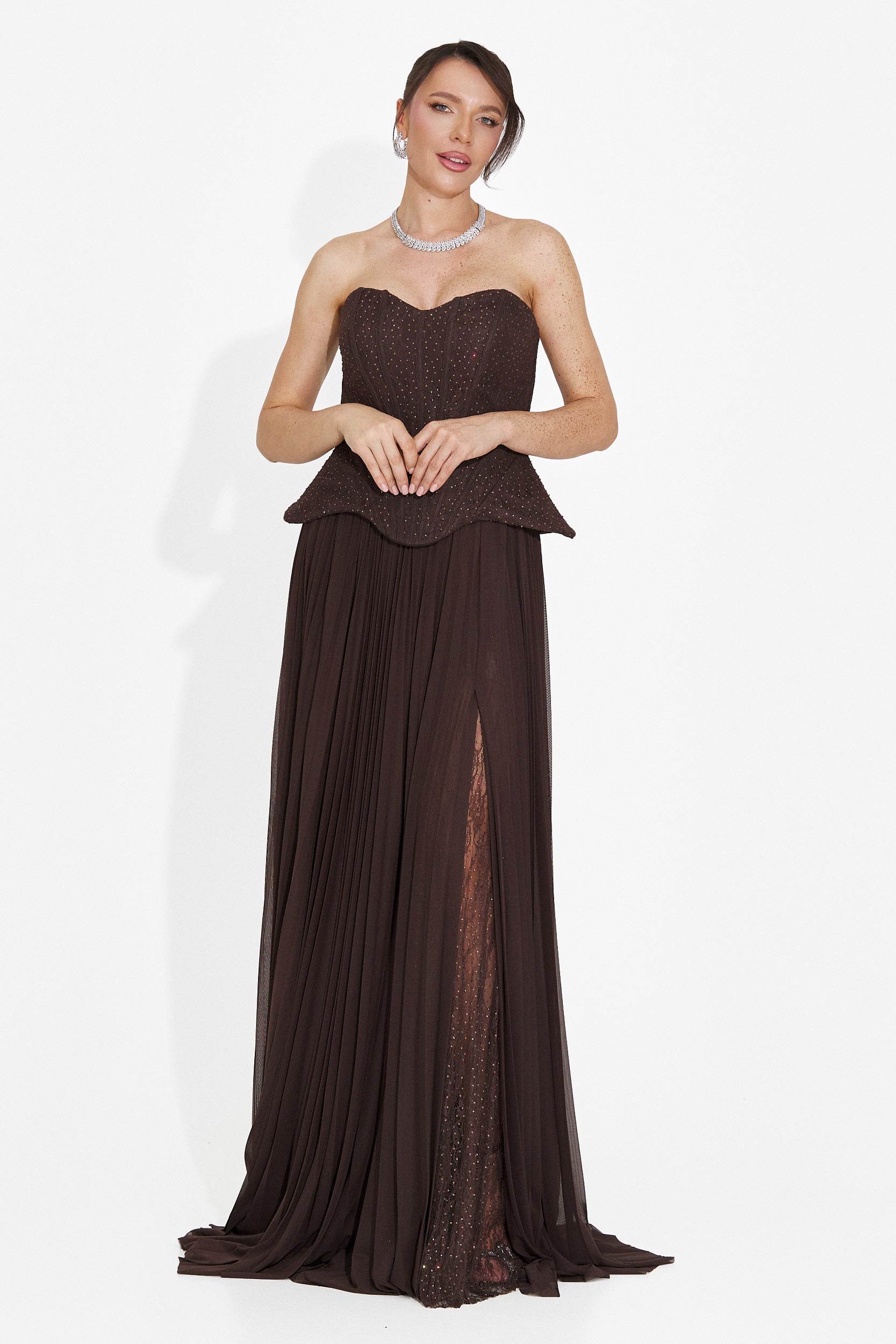 Rochie dama lunga maro Mivea Bogas