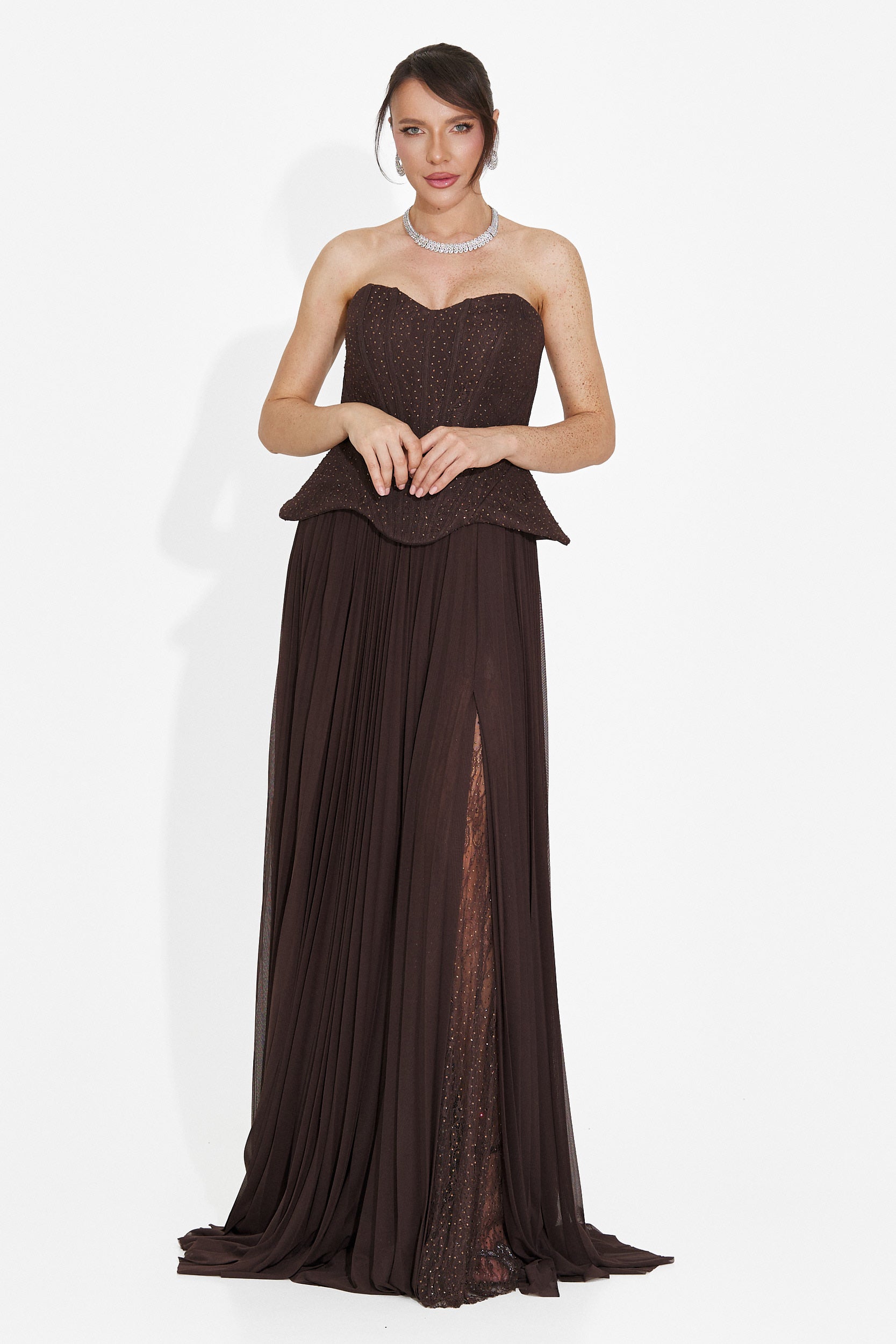 Rochie dama lunga maro Mivea Bogas