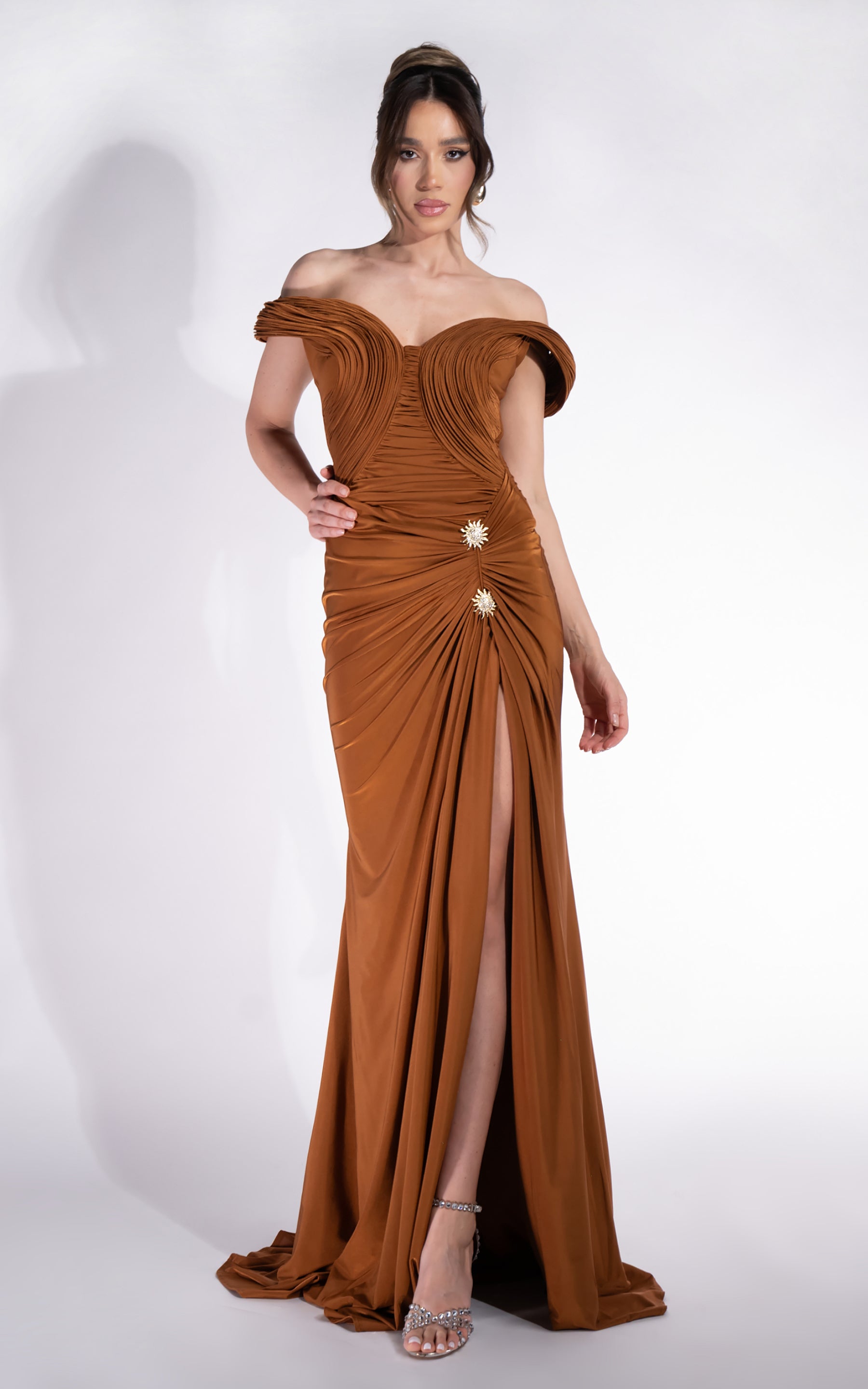 Rochie dama lunga maro Radiancia Bogas