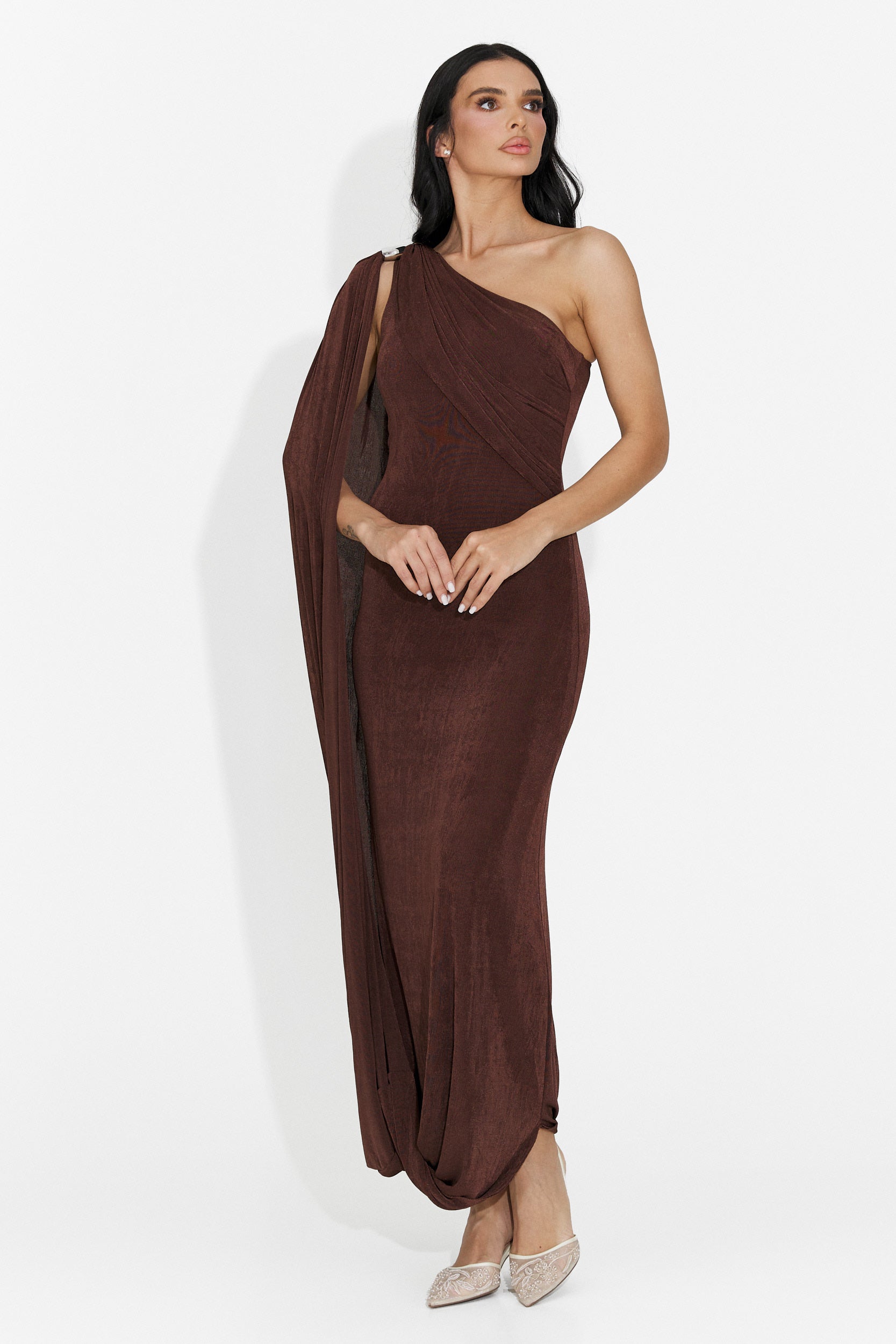 Rochie dama lunga maro Samiray Bogas