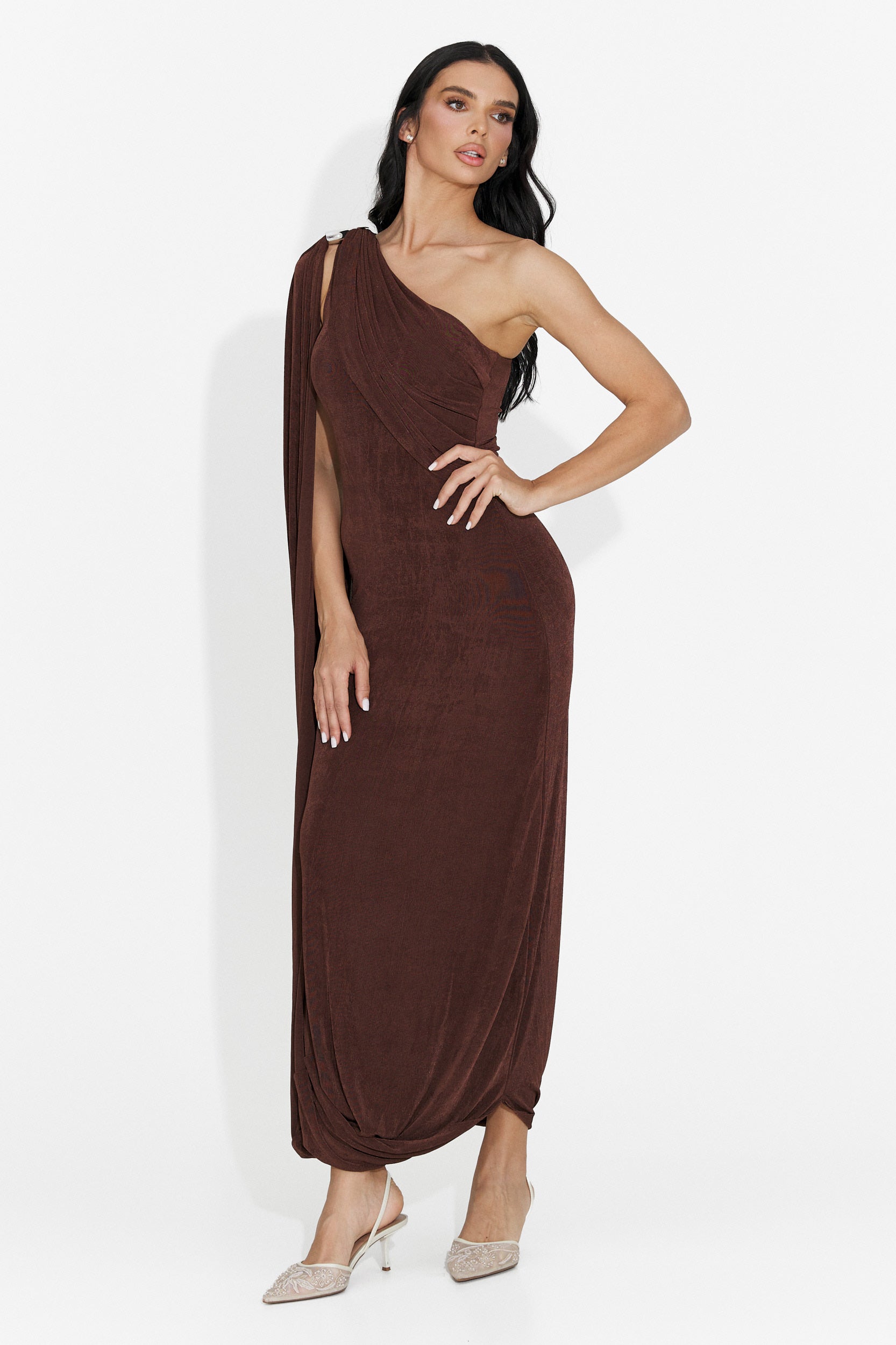 Rochie dama lunga maro Samiray Bogas